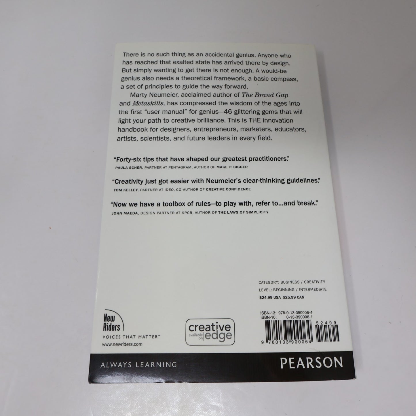 The 46 Rules of Genius an Innovator's Guide to Creativity Marty Neumeier 2014 PB