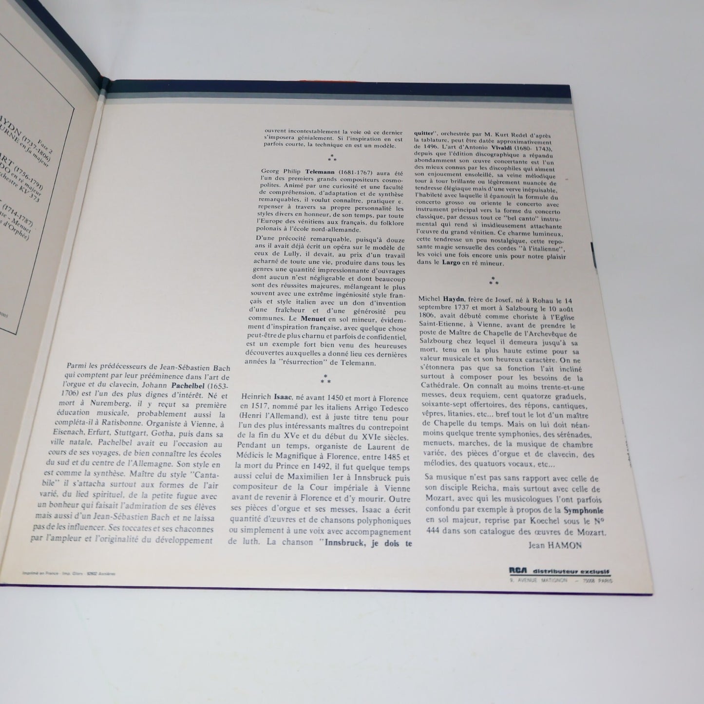 Le Canon De Pachelbel et Huit Pages Célèbres Kurt Redel Disque Record EFM 18005