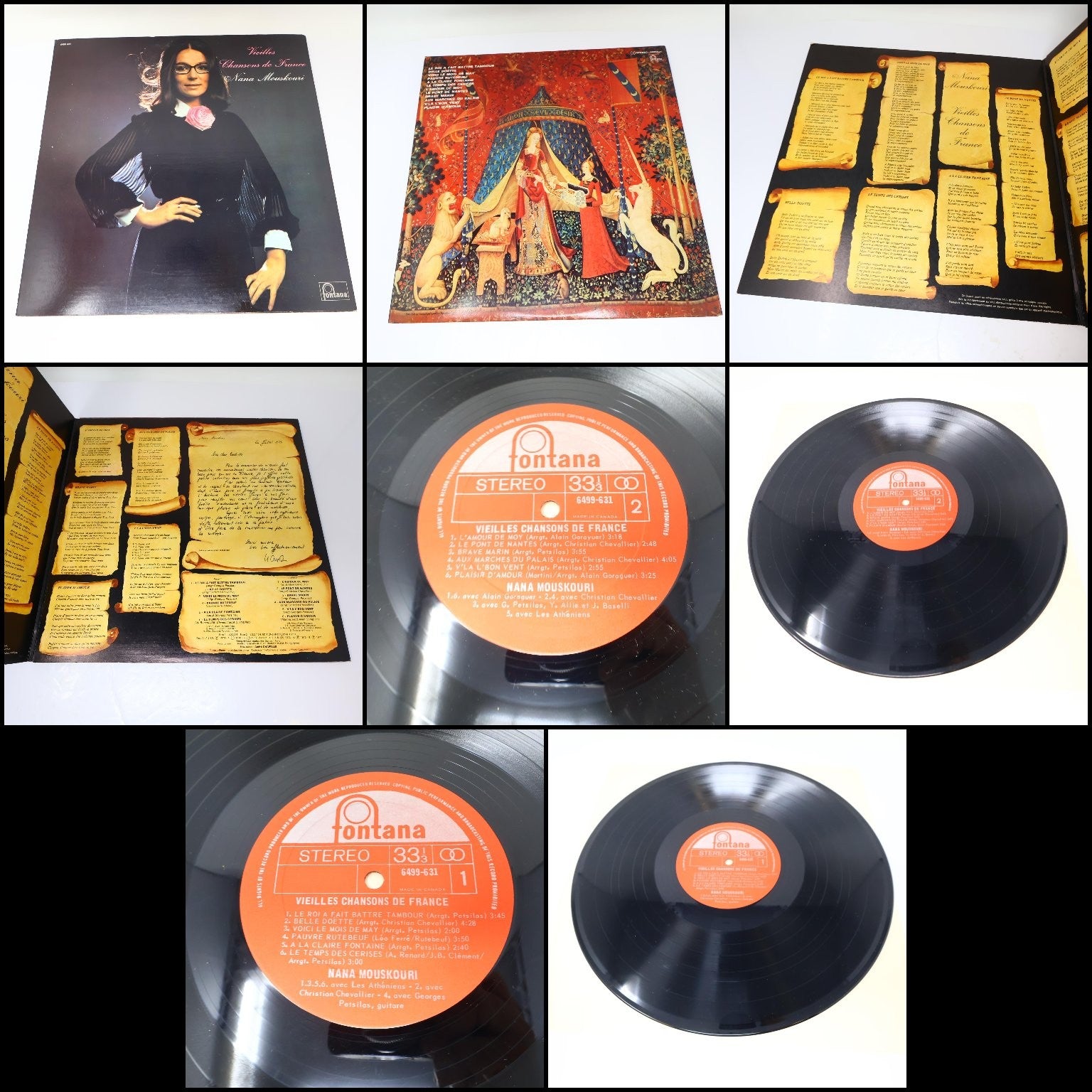 Nana Mouskouri Lot 6 Disques LP Record Une Voix Qui Vient Du Coeur/Tournesol