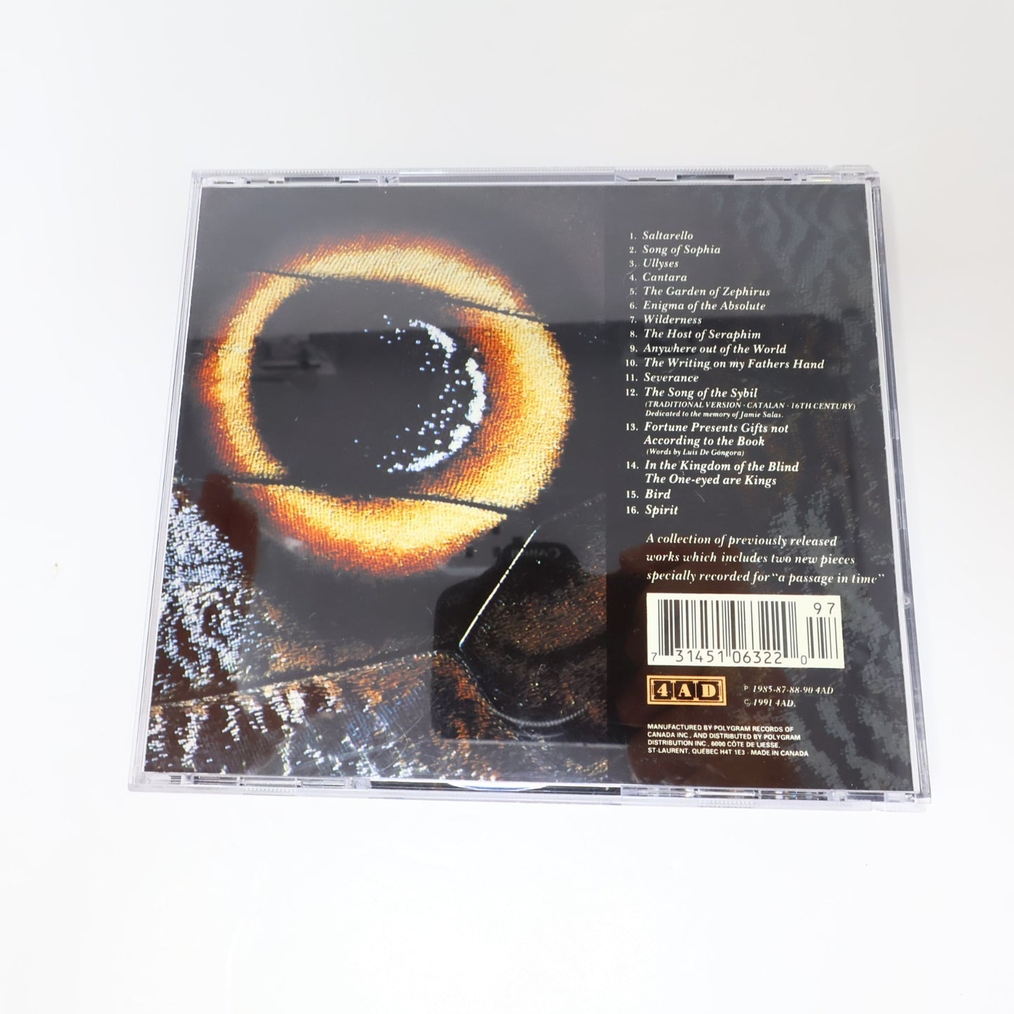 Dead Can Dance A Passage In Time CD 4AD 510 632-2 Saltarello/Song Of Sophia