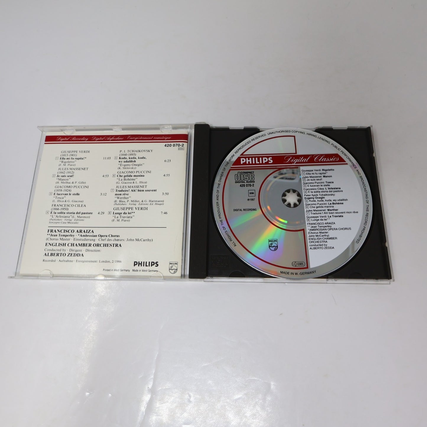 Francisco Araiza Opera Arias CD English Chamber Orchestra/Alberto Zedda Verdi