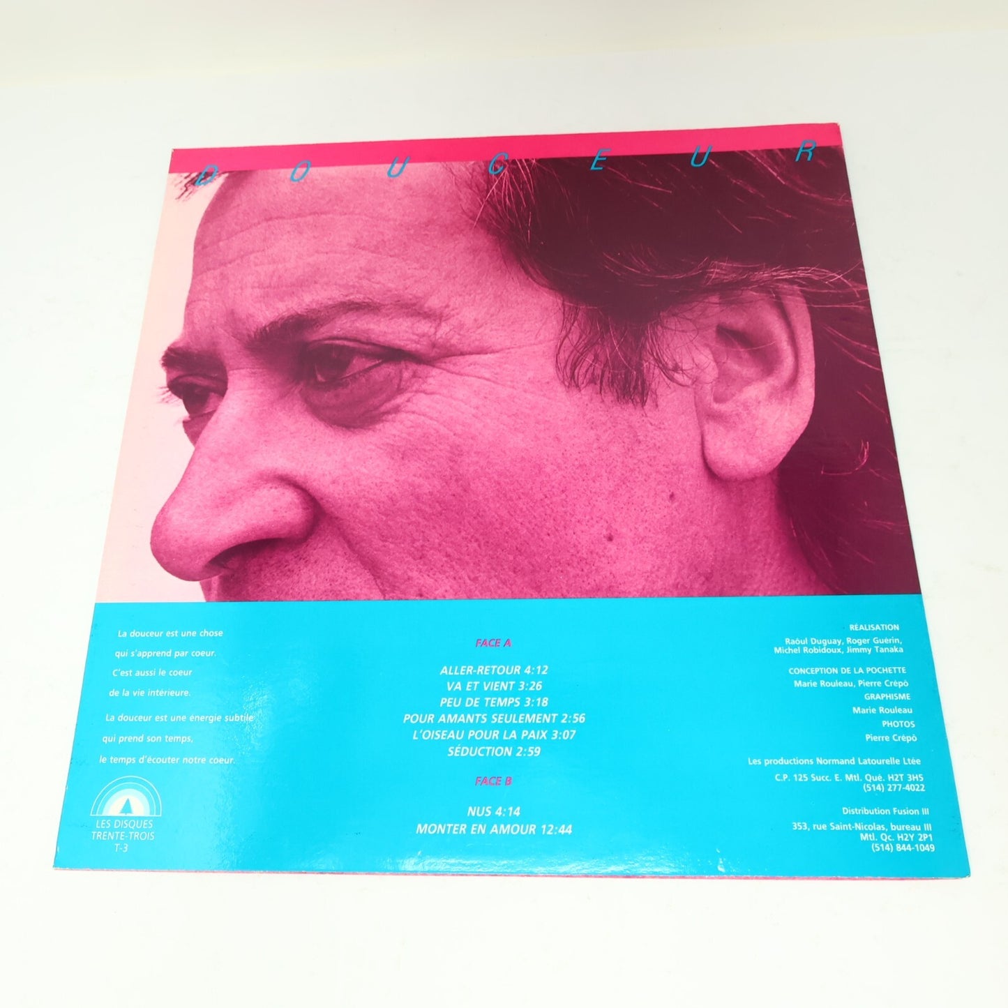 Raôul Duguay Douceur Disque LP Record 1985 T-3 Québécois Trente-Trois Raoul