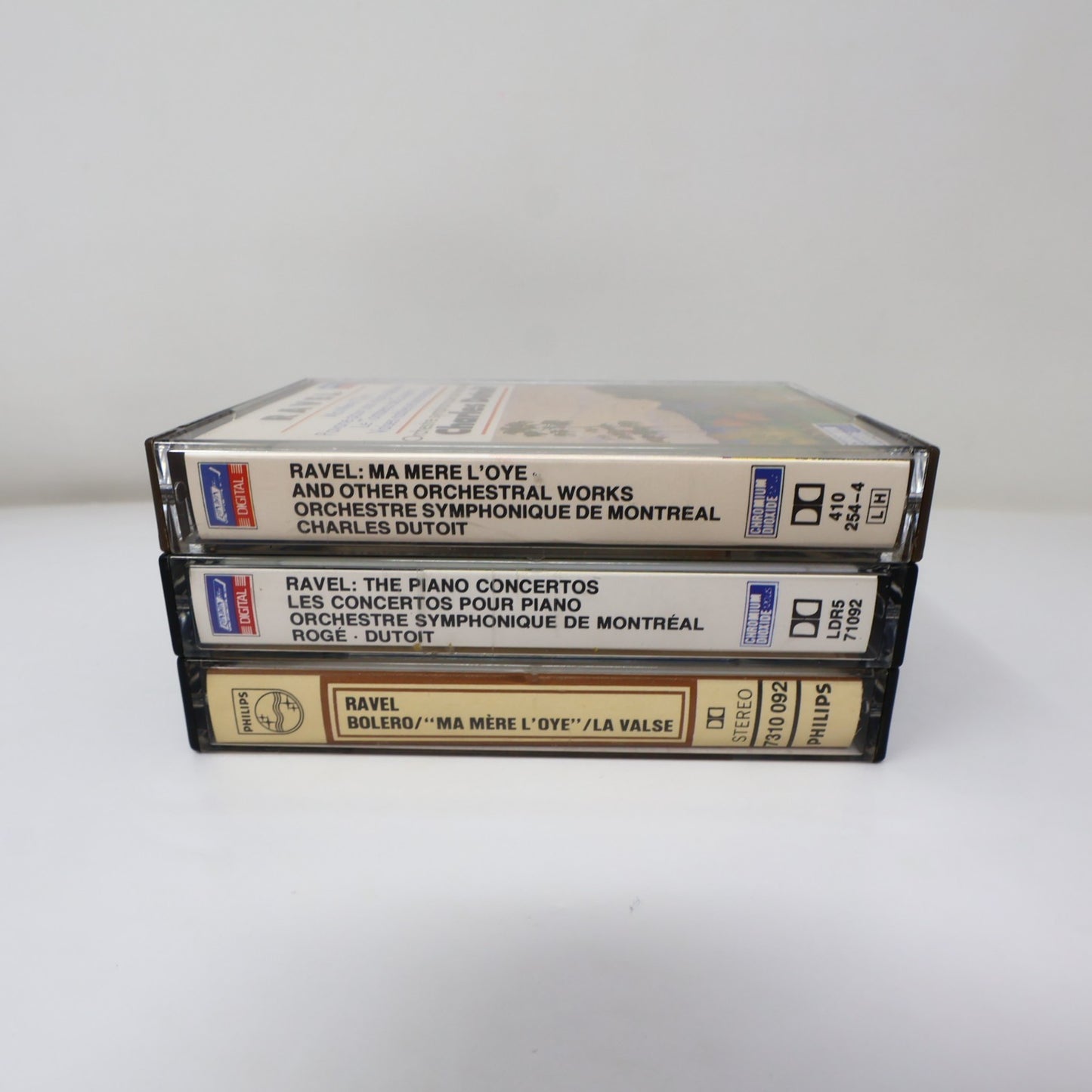 Ravel 3 Cassettes Lot Bolero/Ma Mère L'oye/Pianos Conertos Dutoit/Monteux/Rogé