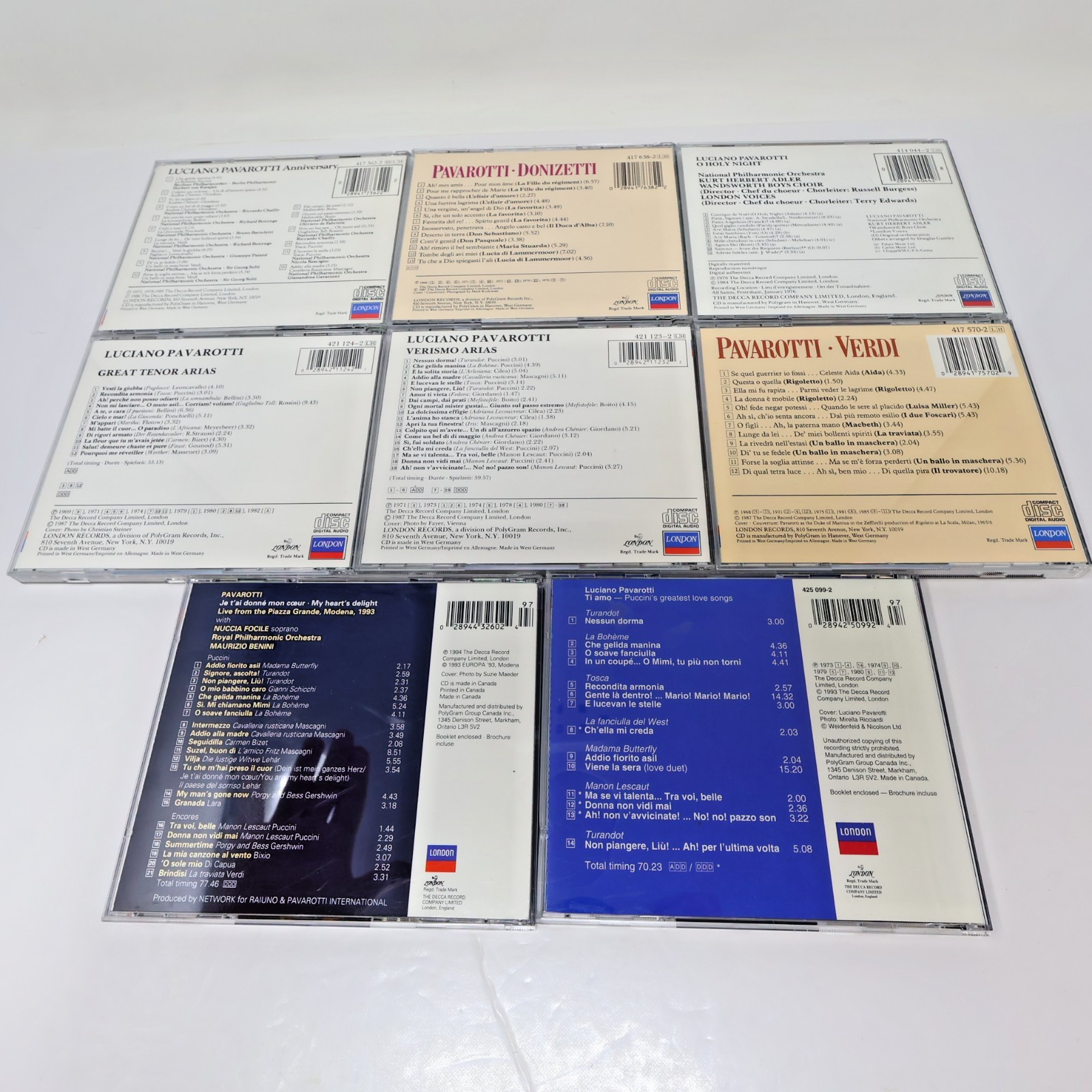 Luciano Pavarotti 8 CDs Lot Ti Amo/O Holy Night/My Heart's Delight/Donizetti