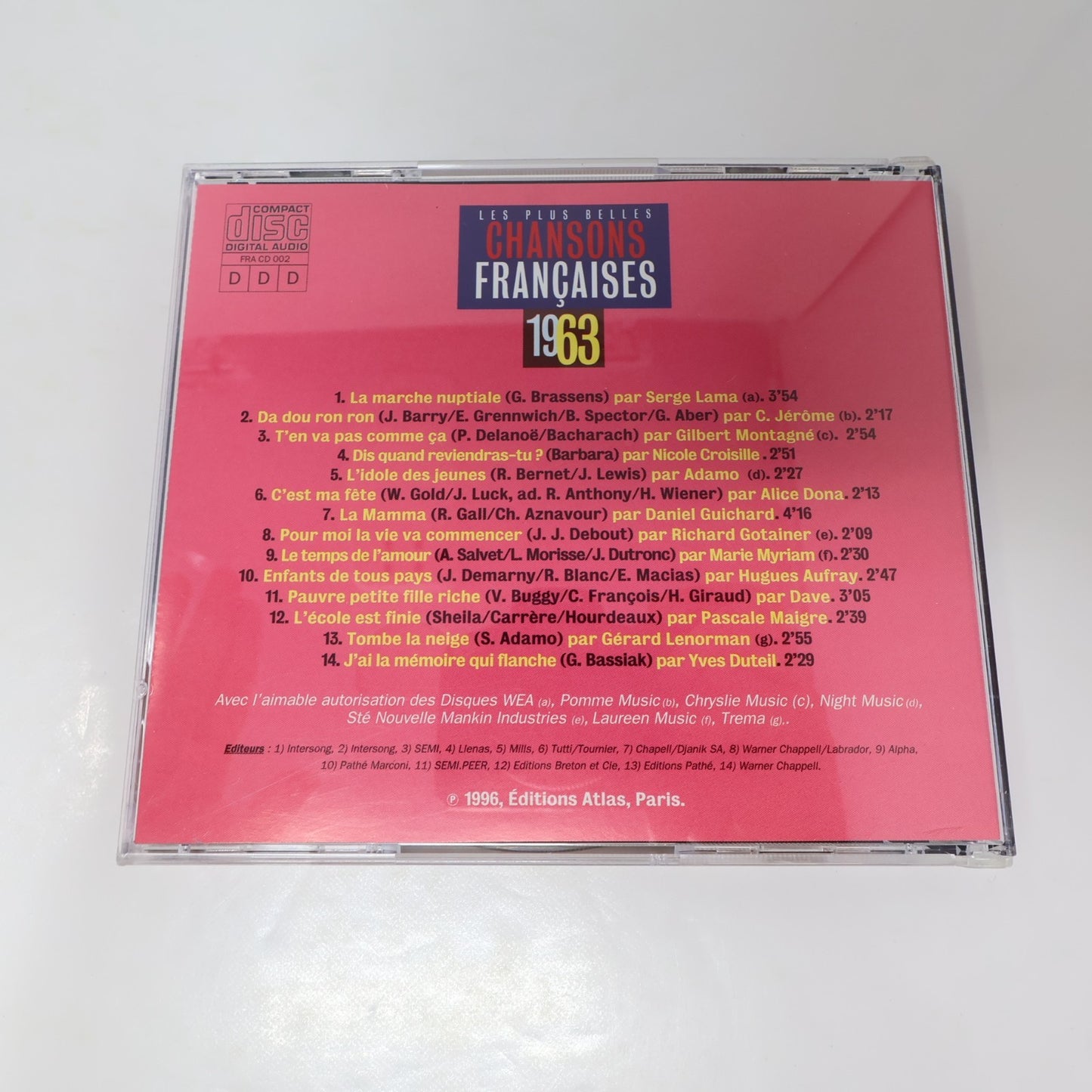 Les Plus Belles Chansons Françaises 1962-1963-1964 Lot 3 CD Lama/Adamo/Duteil
