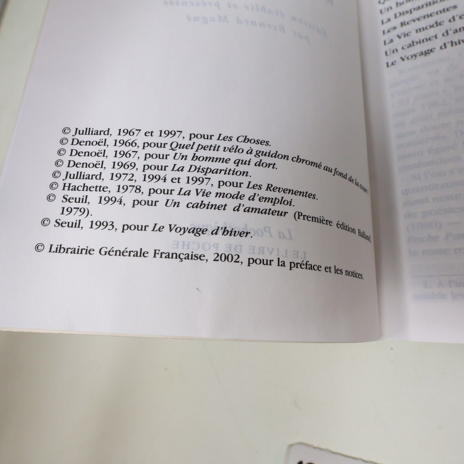 Georges Perec Romans et Récits Classiques Modernes La Pochotèque 2002 Poche Book