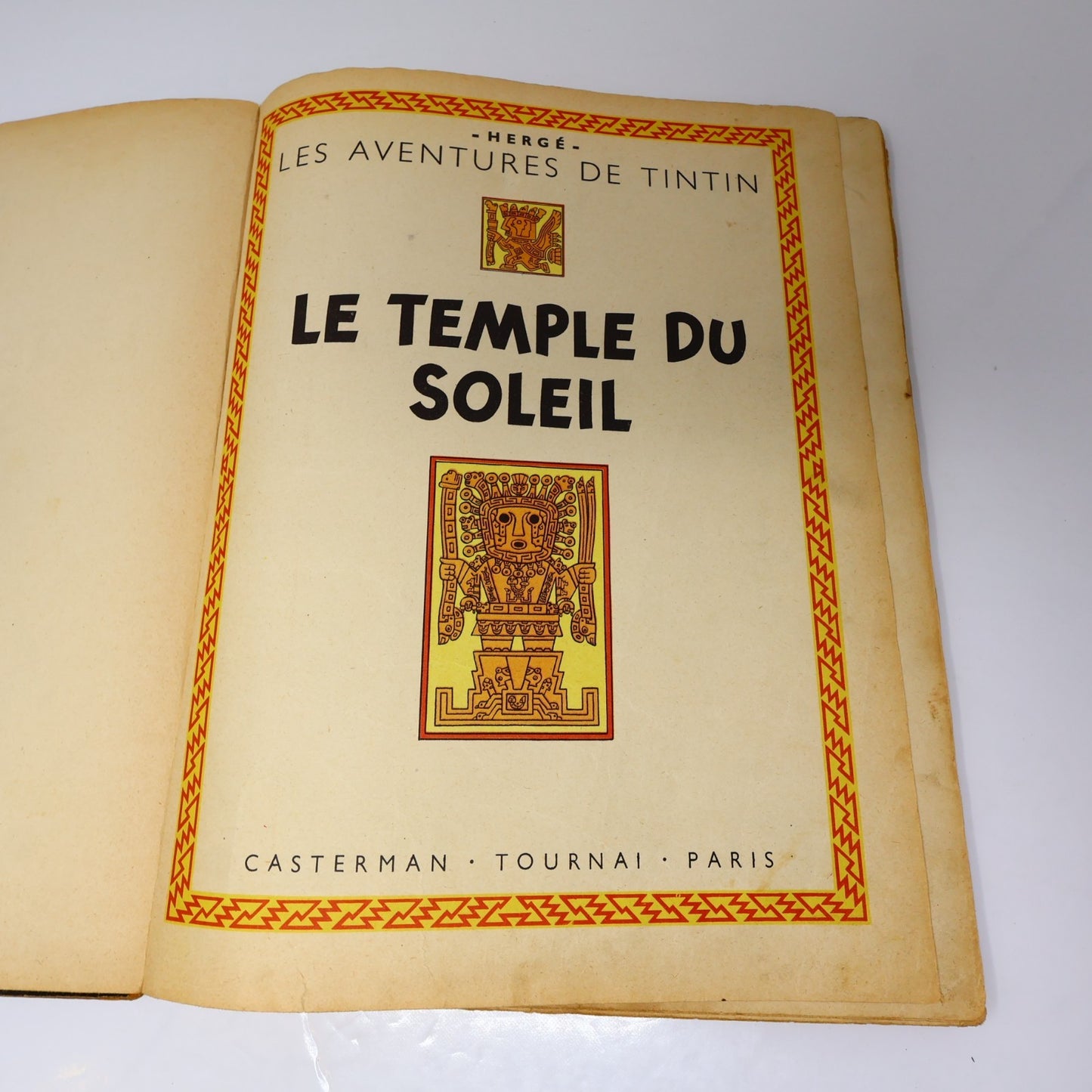 Tintin Le Temple du Soleil Hergé Casterman B3 1949 EO 2 Symboles Incas BD