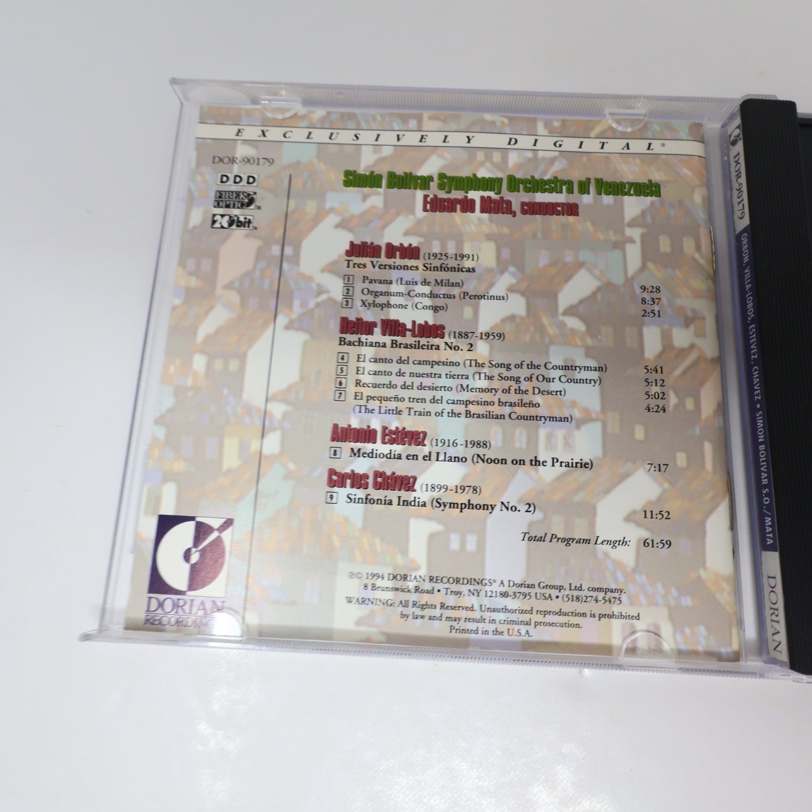 Music of Latin American Masters Orbon Villa-Lobos Estevez Chavez CD Dorian 1994