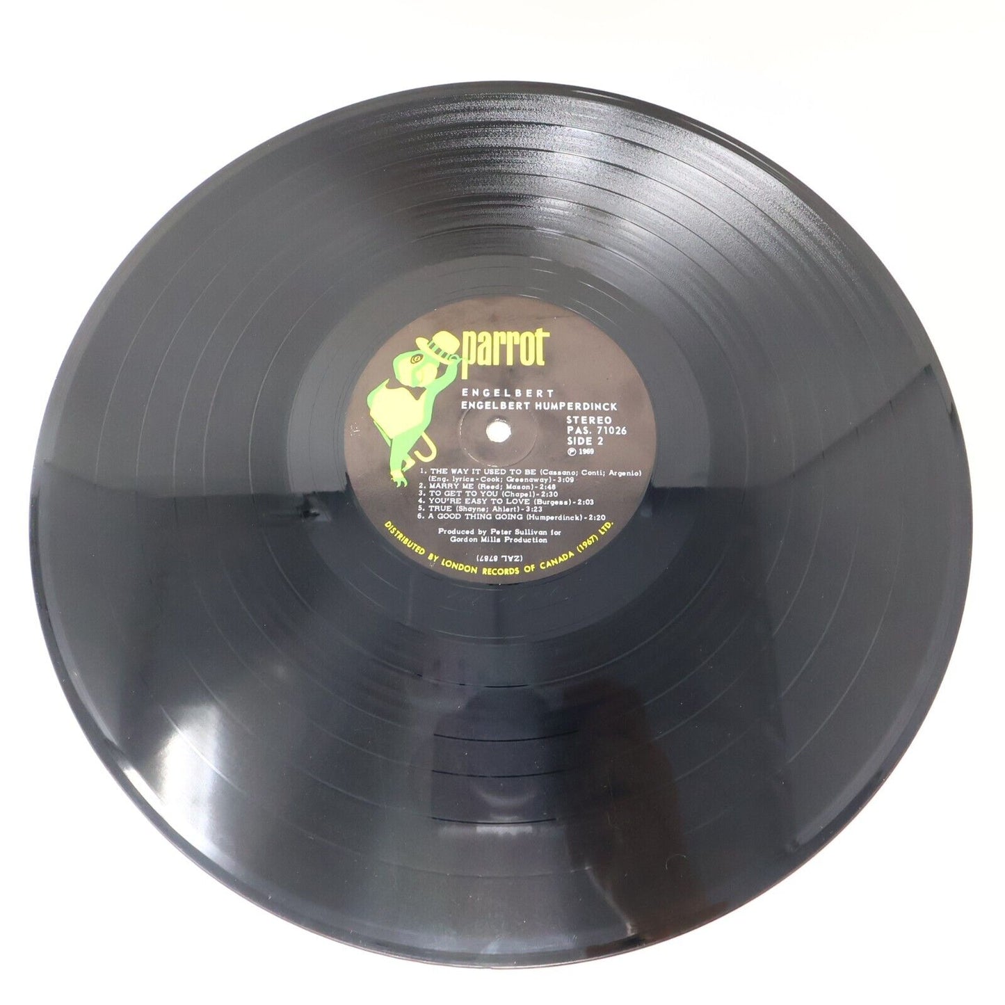 Engelbert Humperdinck Self Titled LP Record Vinyl PAS 71026 Canada Parrot 1969