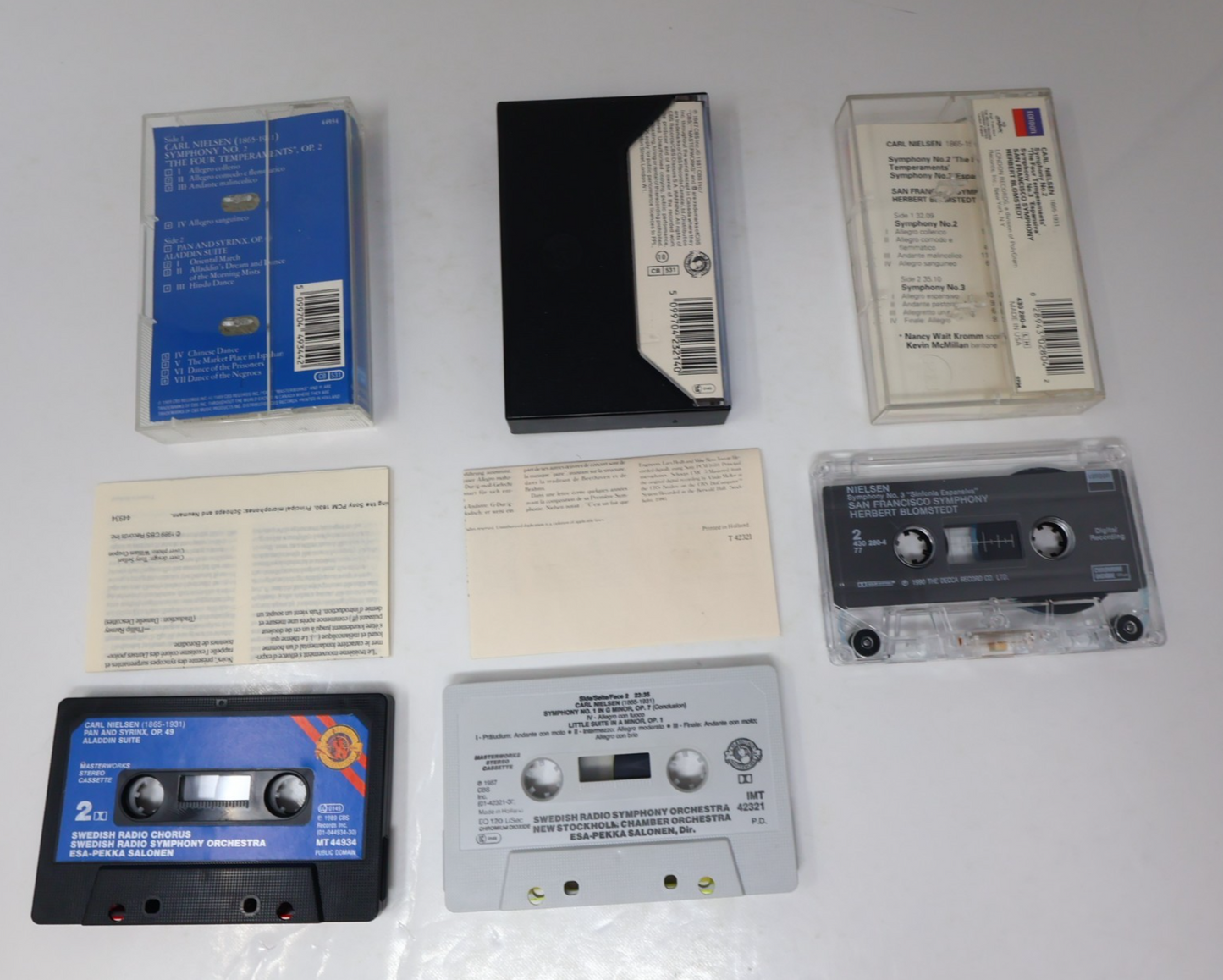 Carl Nielsen 3 Cassettes Lot Symphonies #1-3 Esa-Pekka Salonen/Herbert Blomstedt