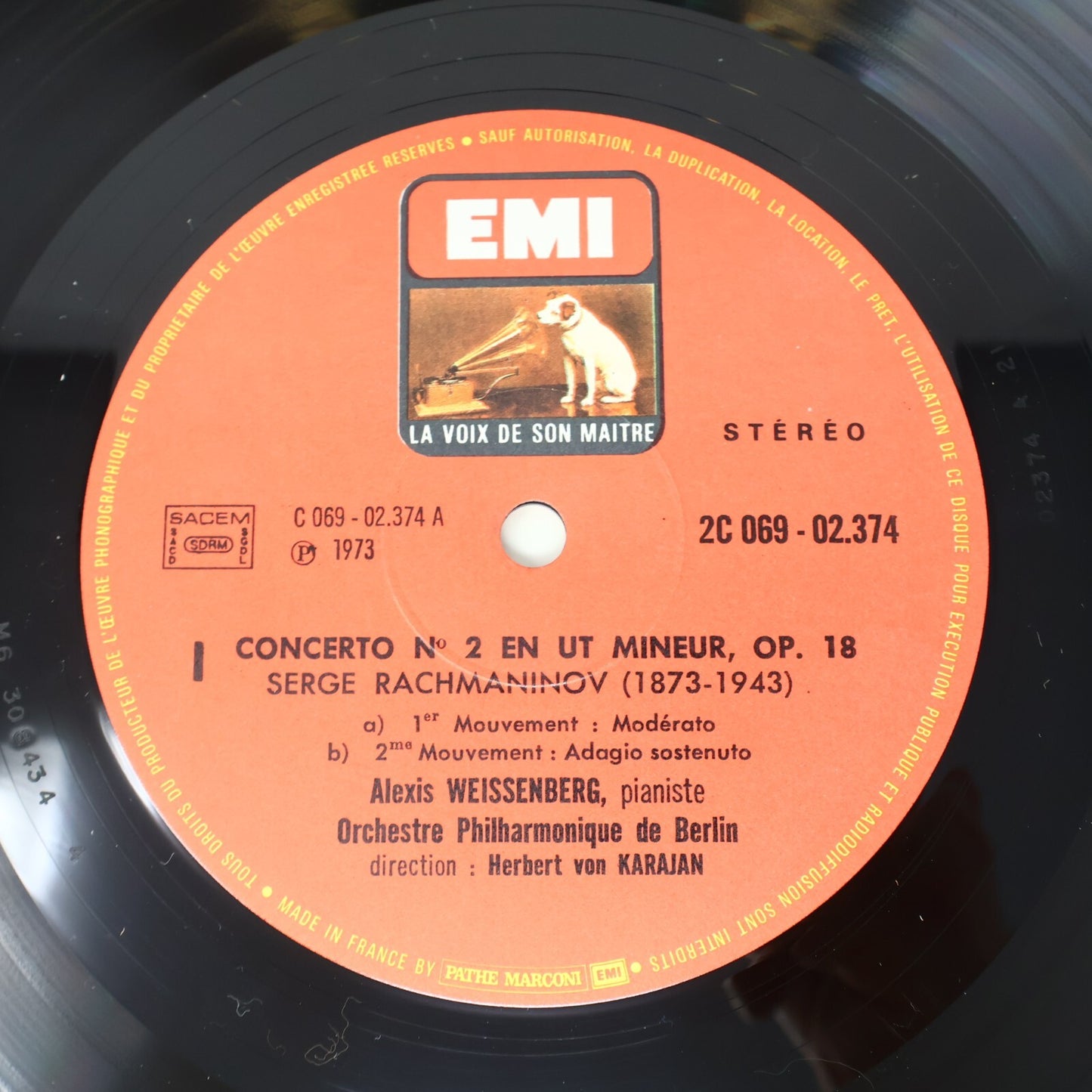 Weissenberg Karajan Berliner Rachmaninov Franck 1973 Disque Record C 069-02374