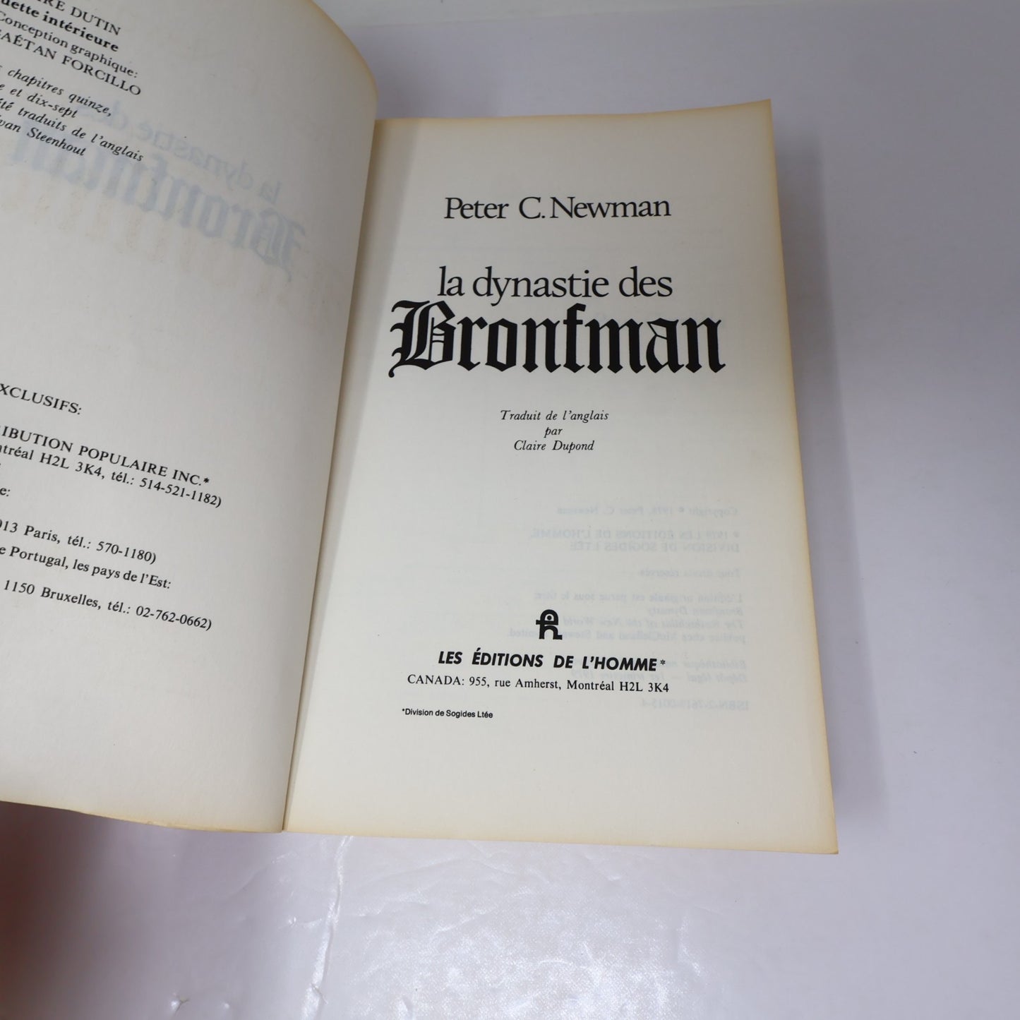 La Dynastie des Bronfman Peter C. Newman 1979 PB Biographie Affaires Français