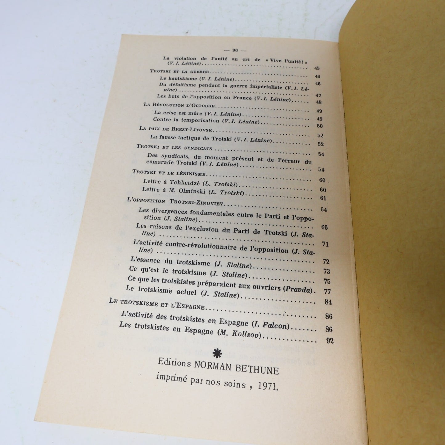 1971 Troski et le Troskisme Léon Trotski Éditions Norman Bethune Philosophie 70s