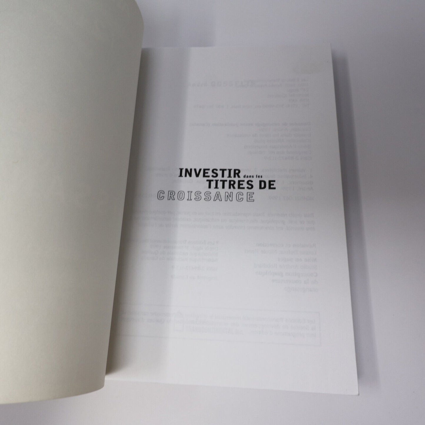 1999 L'Amérique Boursière #2 Investir dans les Titres de Croissance Bourse Livre