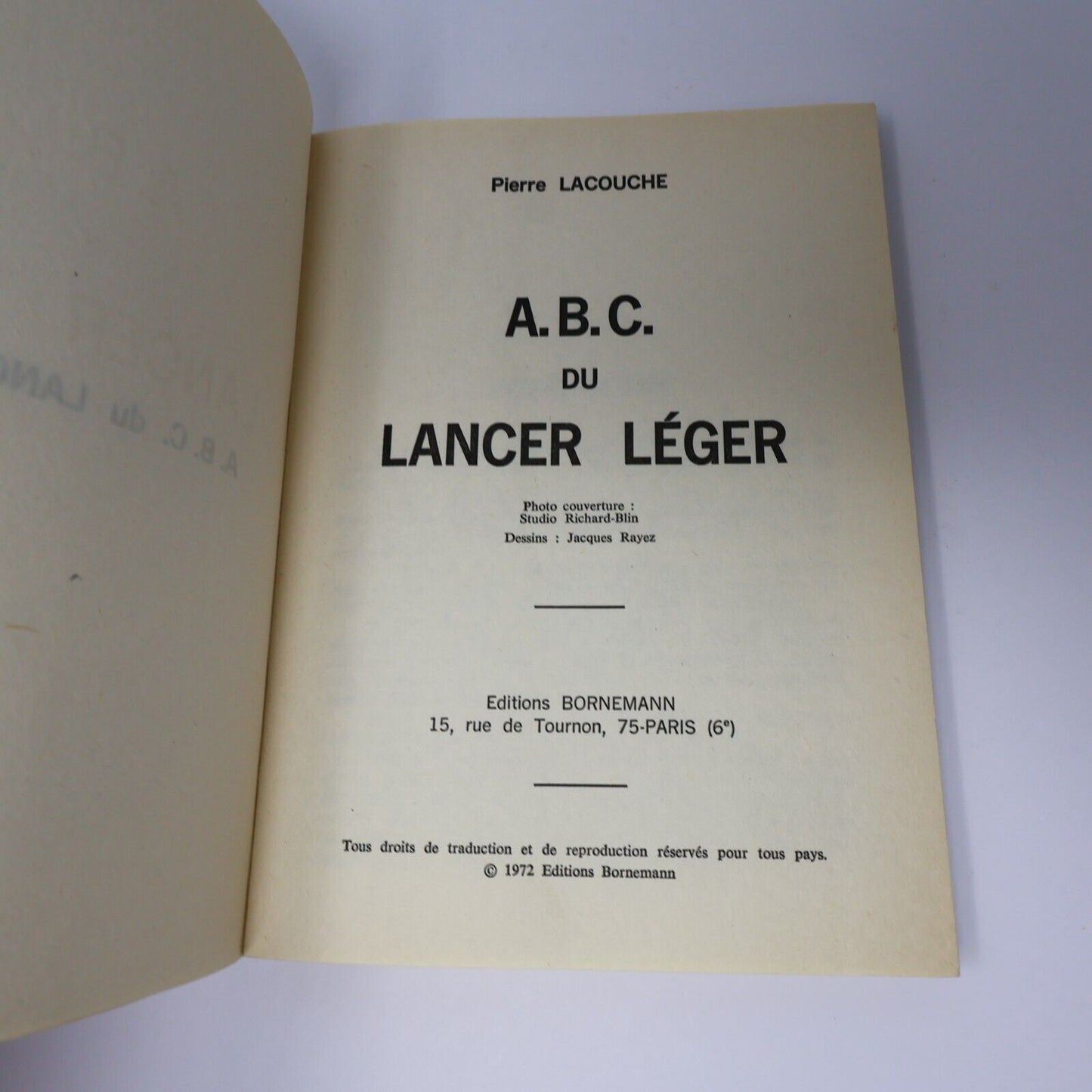 1972 ABC du Lancer Léger de Pierre Lacouche Paperback PB Bornemann Pêche Livre