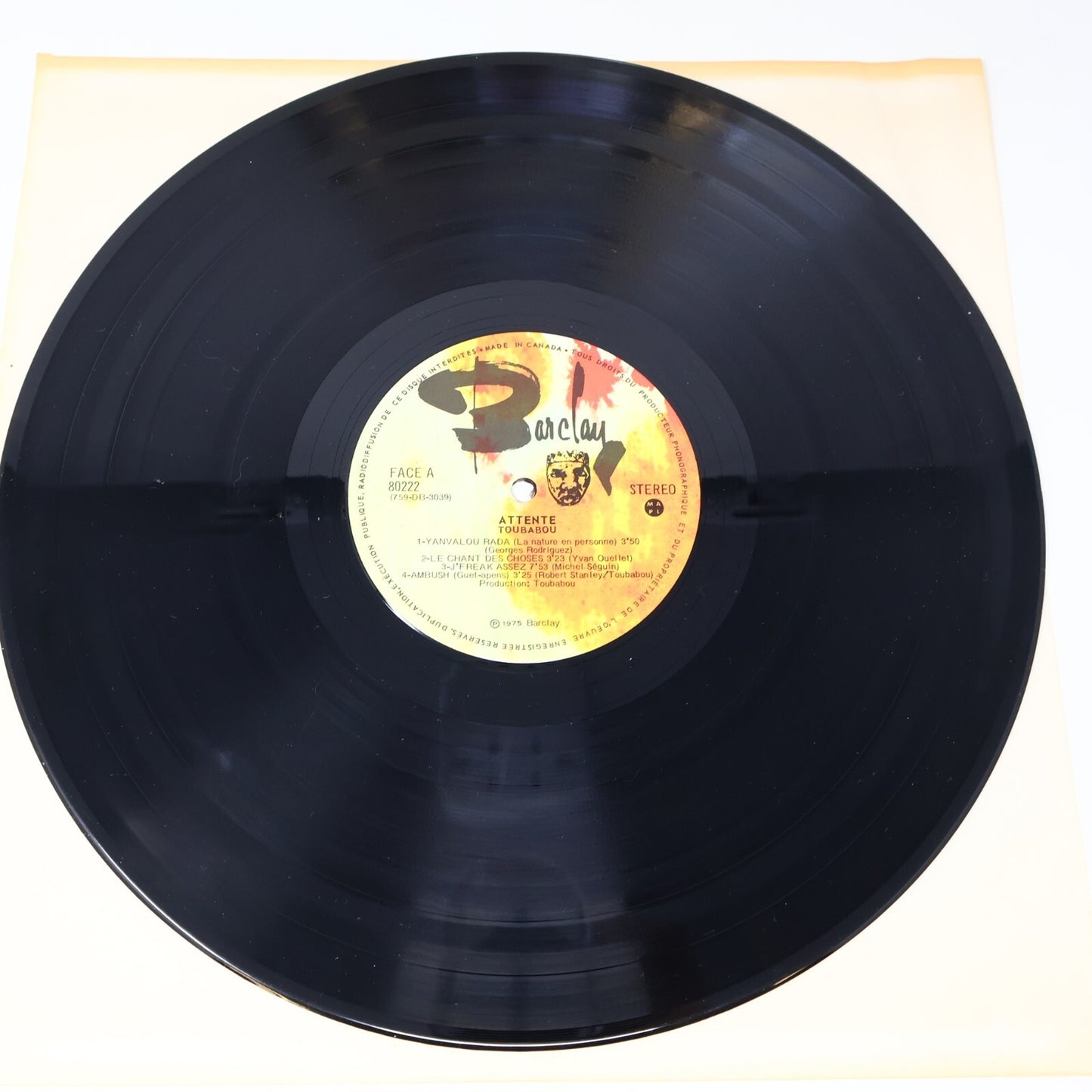Rock/Pop/Folk/Funk Québécois 70s Lot 8 Disques Toubabou/Julien/Barde/Connivence