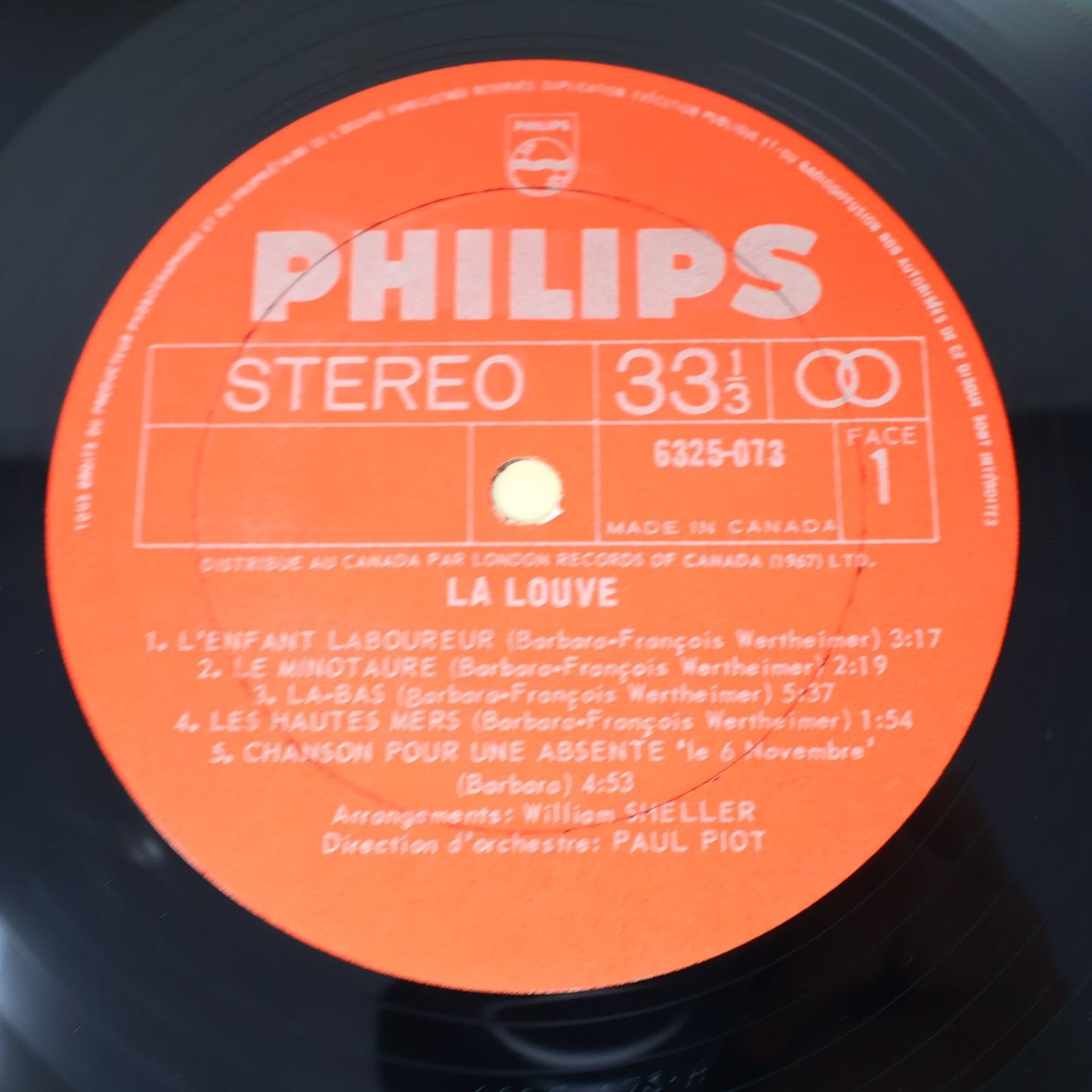 Barbara La Louve LP Record 1973 Philips French Chanson 33 RPM 6325 073 Excellent