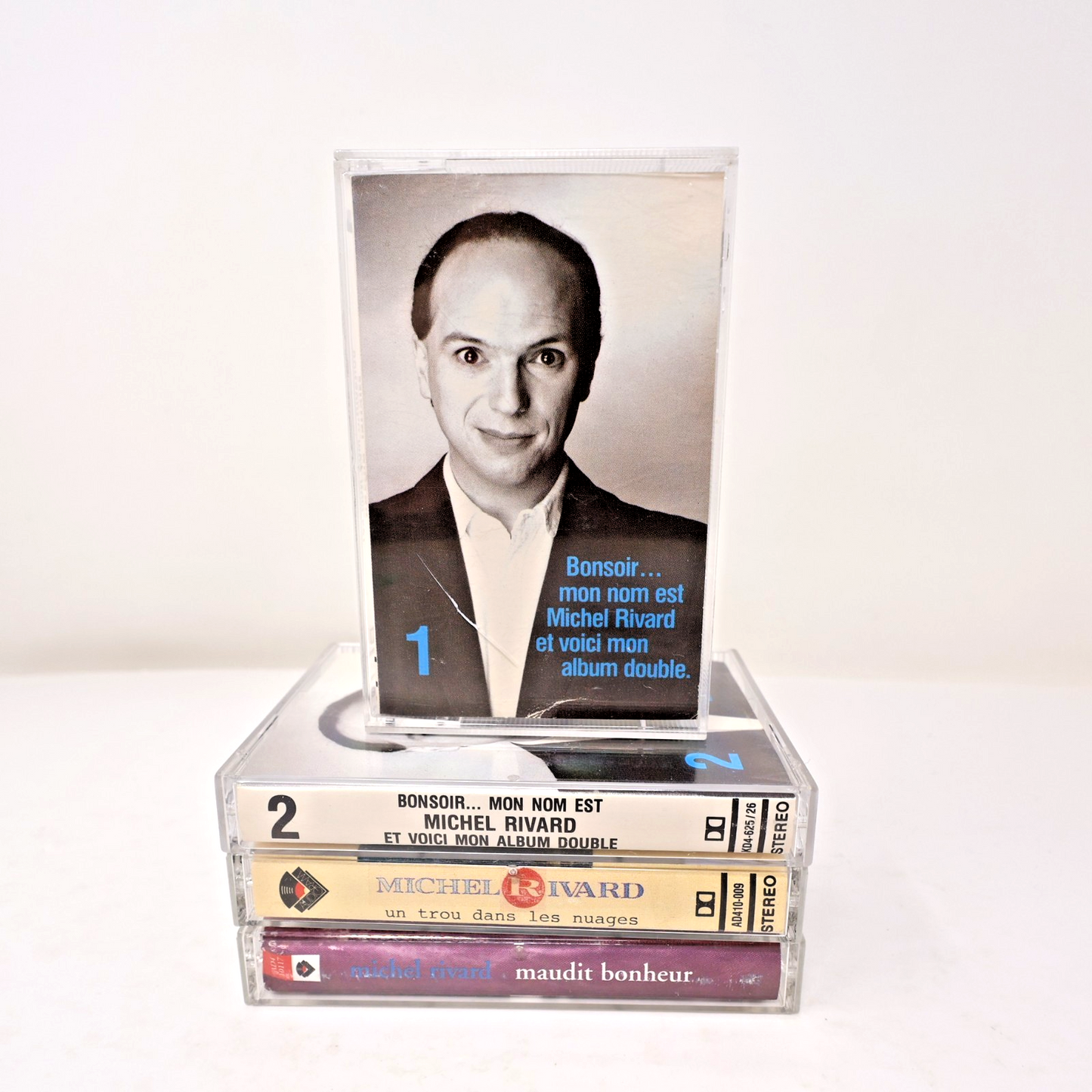 Michel Rivard Lot 4 Cassettes Maudit Bonheur/Trou dans le Ciel/Bonsoir mon Nom