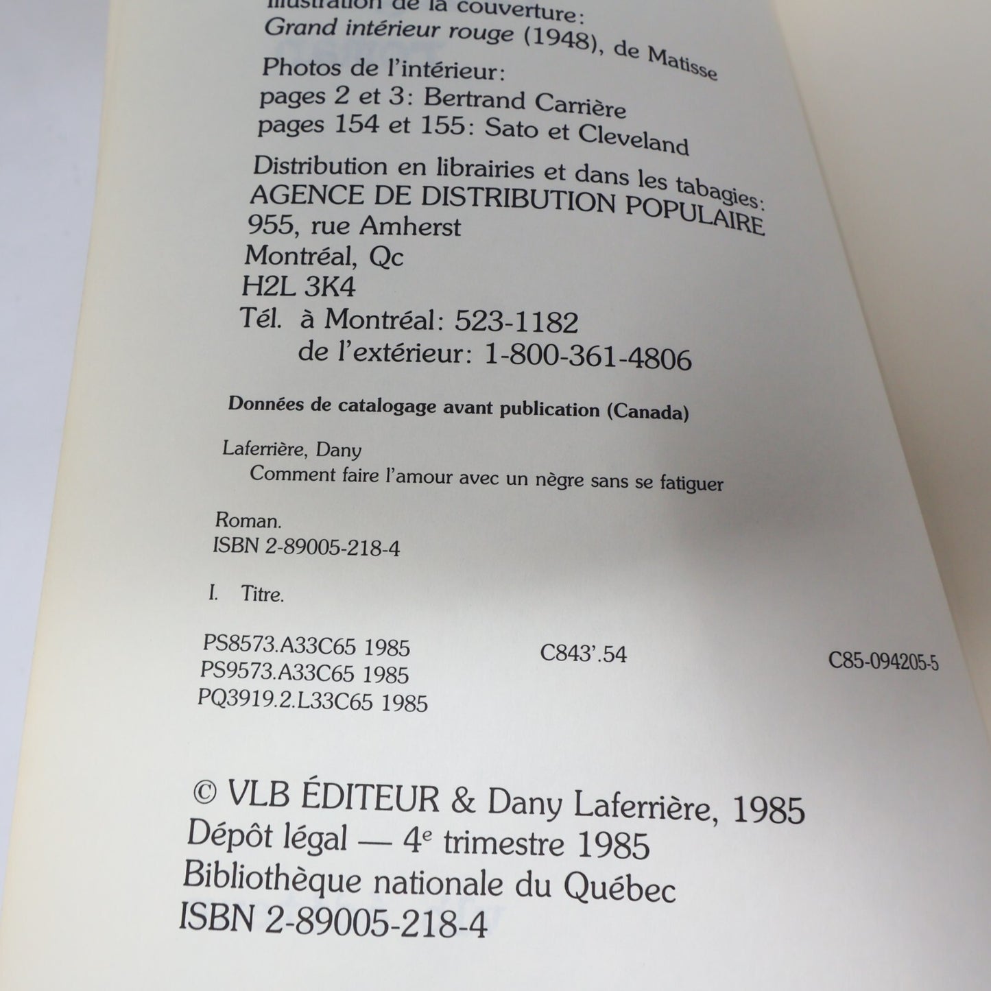 Dany Laferrière Lot 2 Livres Comment Faire l'Amour à Un/Chair du Maître Roman PB