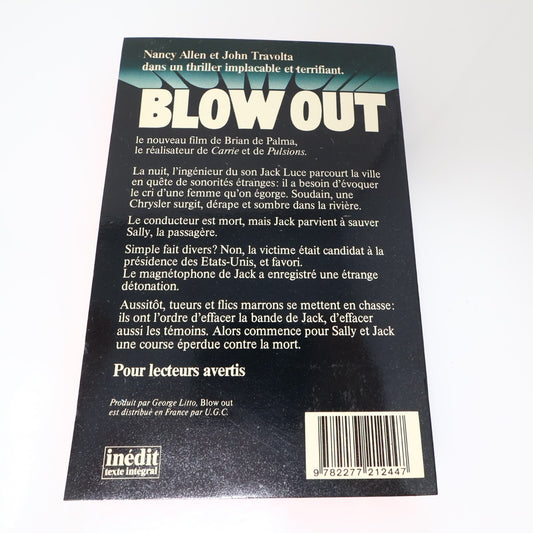 Blow Out Neal Williams/Brian de Palma J'ai Lu 1982 Thriller Film Français Livre