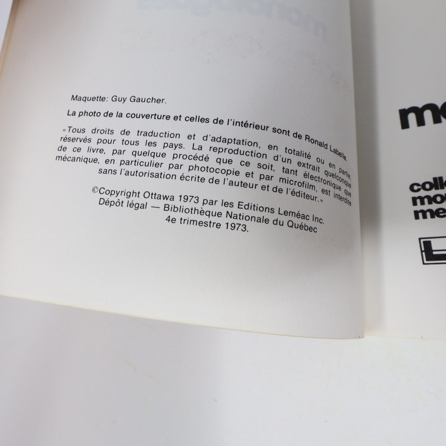 1973 Monologues Yvon Deschamps Leméac Humour Québec Français Paperback Livre 70s