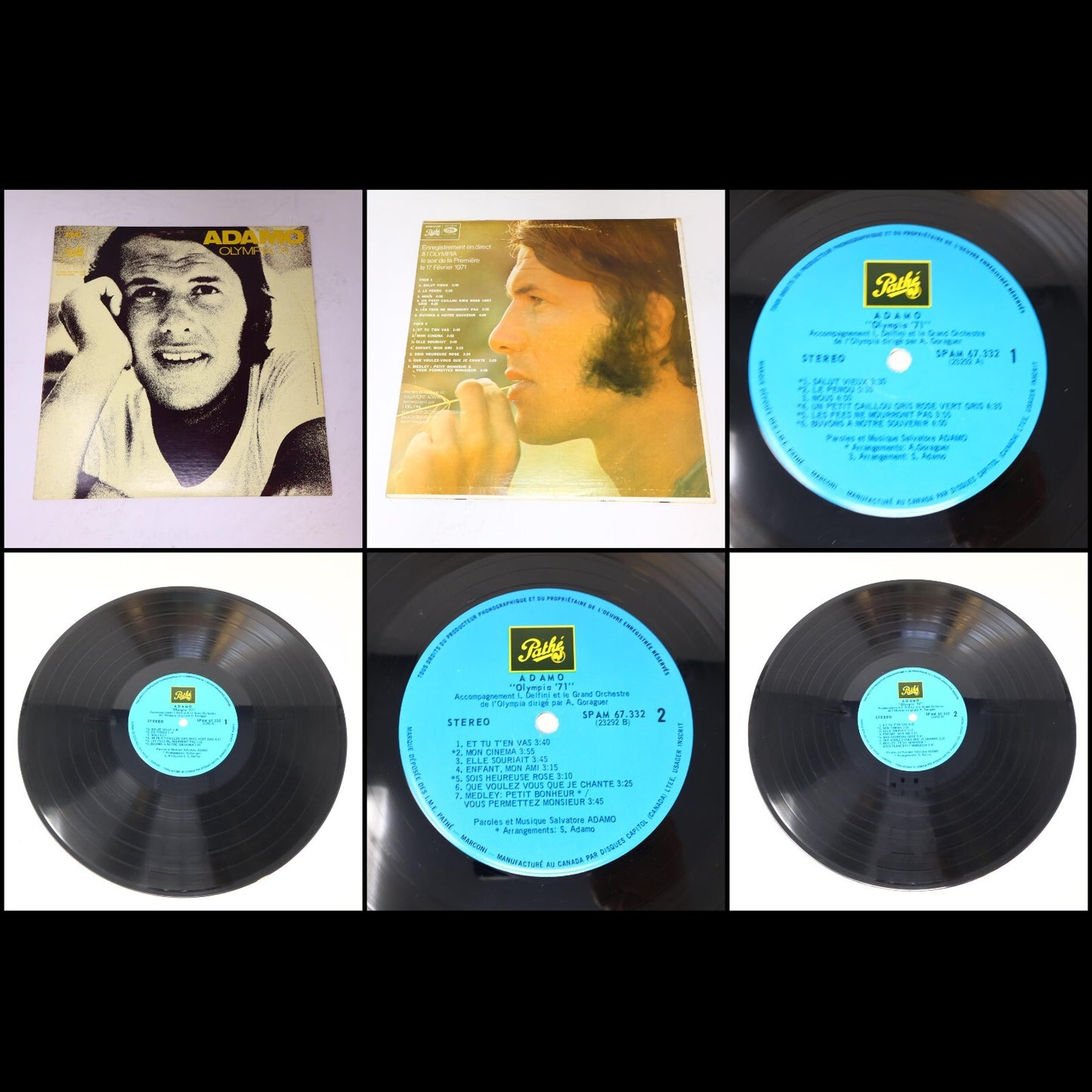 Adamo Lot 8 Disques Pauvre Liberté/Olympia 71/Jusqu'à L'Amour Record Vinyl LP