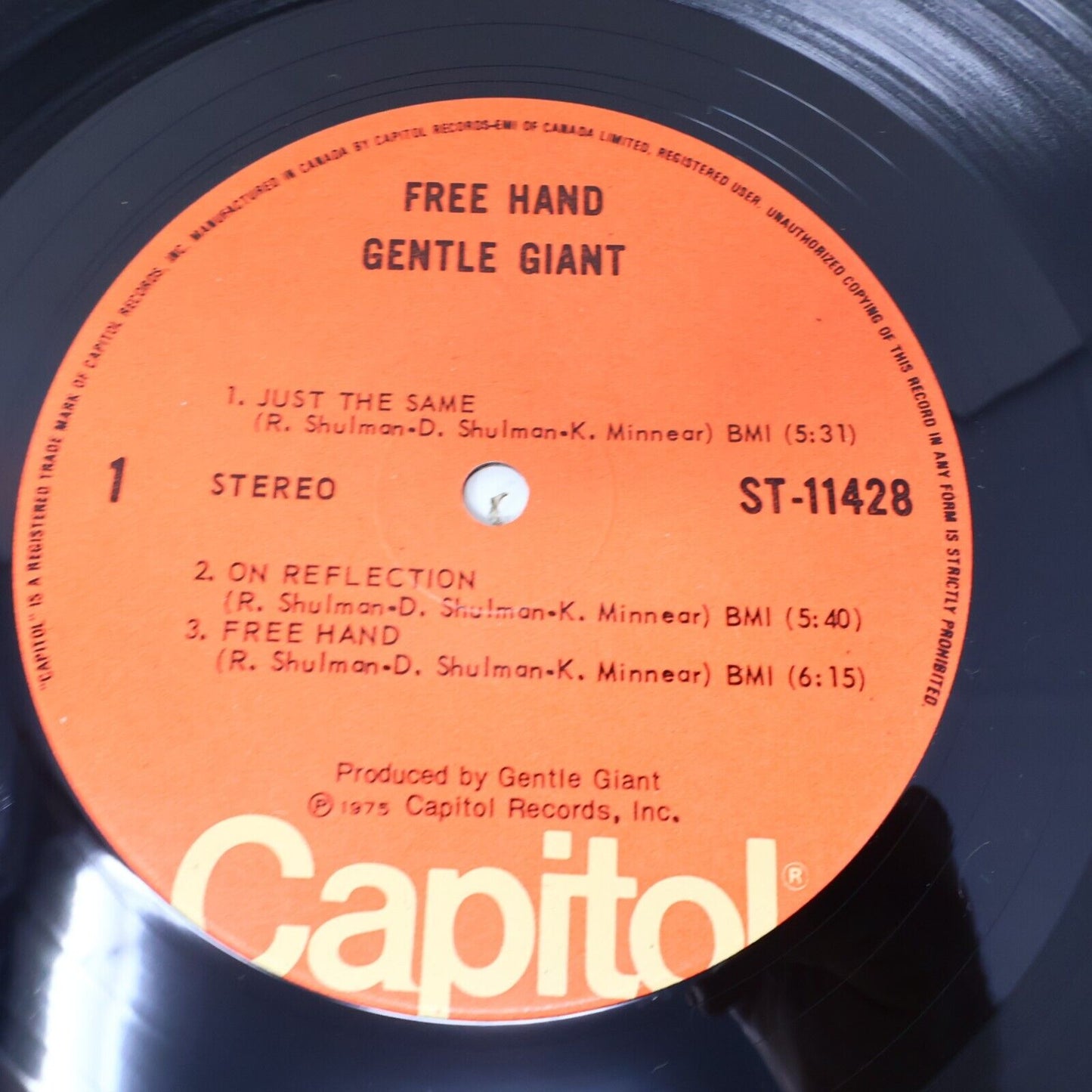 Gentle Giant Free Hand LP Record Vinyl ST-11428 Canada 1975 Rock Just The Same