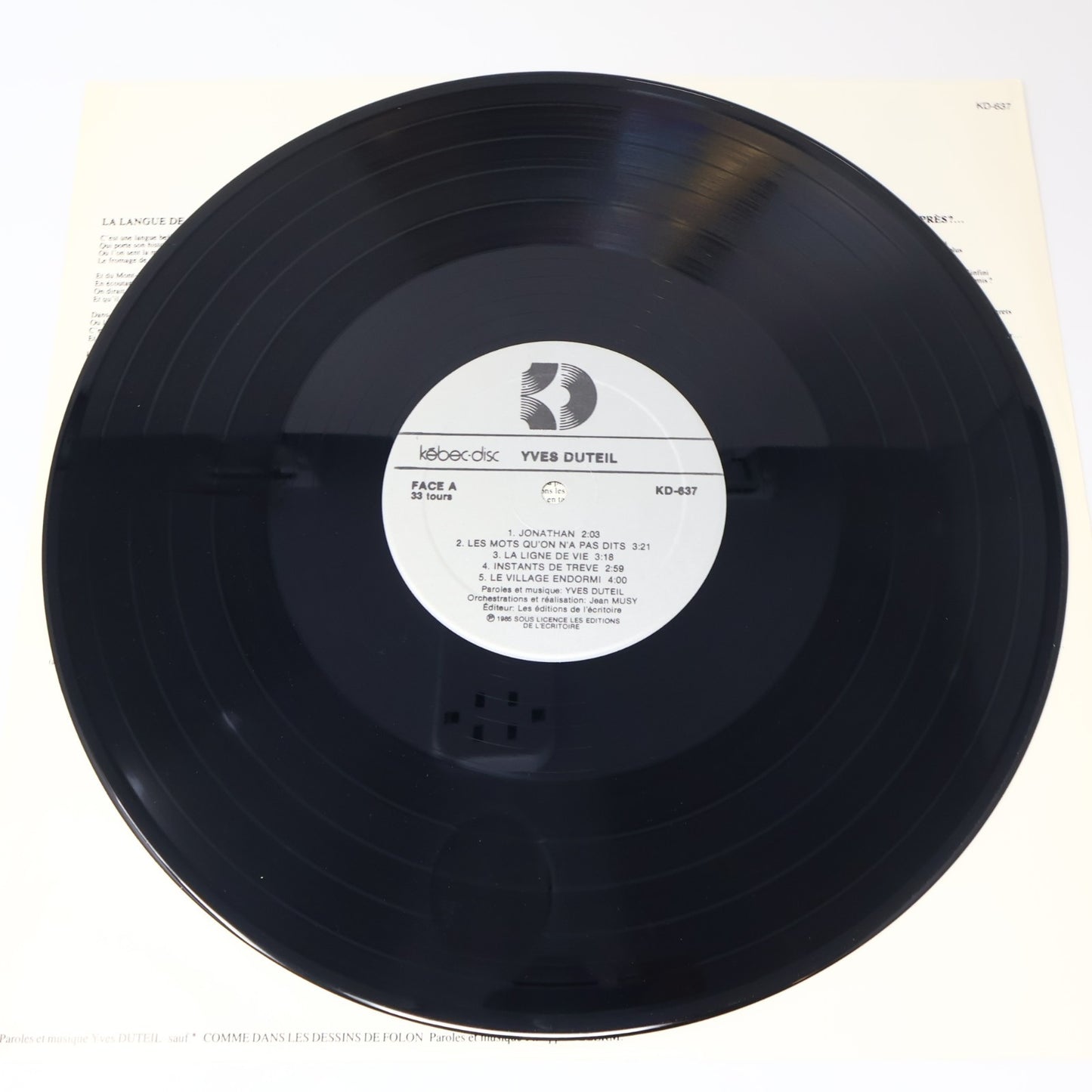 Yves Duteil Lot 2 Disques La Langue De Chez Nous/Prendre un Enfant par la Main