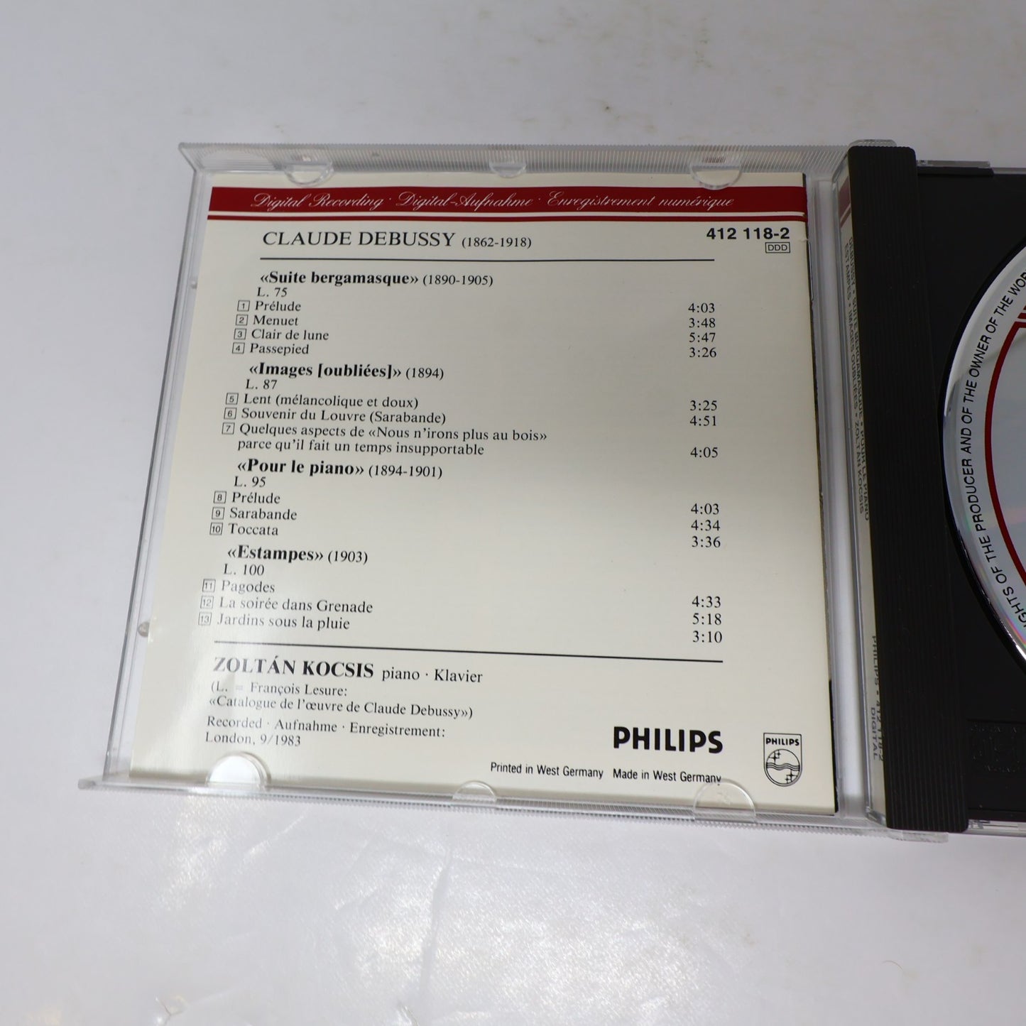Debussy Zoltán Kocsis CD Suite Bergamasque/Pour Le Piano/Estampes/Images Oubliée