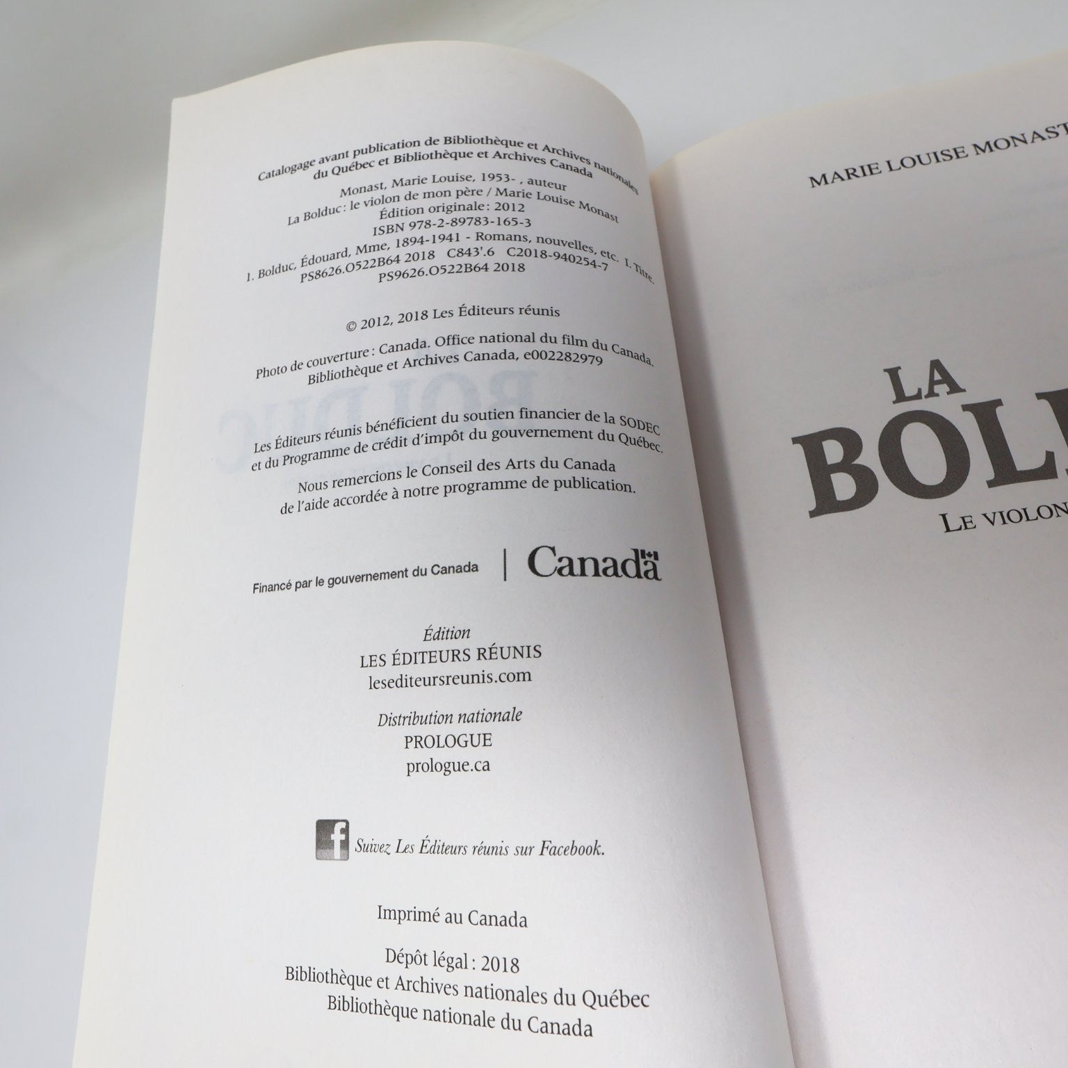 La Bolduc Marie Louise Monast 2018 Roman Historique Les Éditeurs Réunis