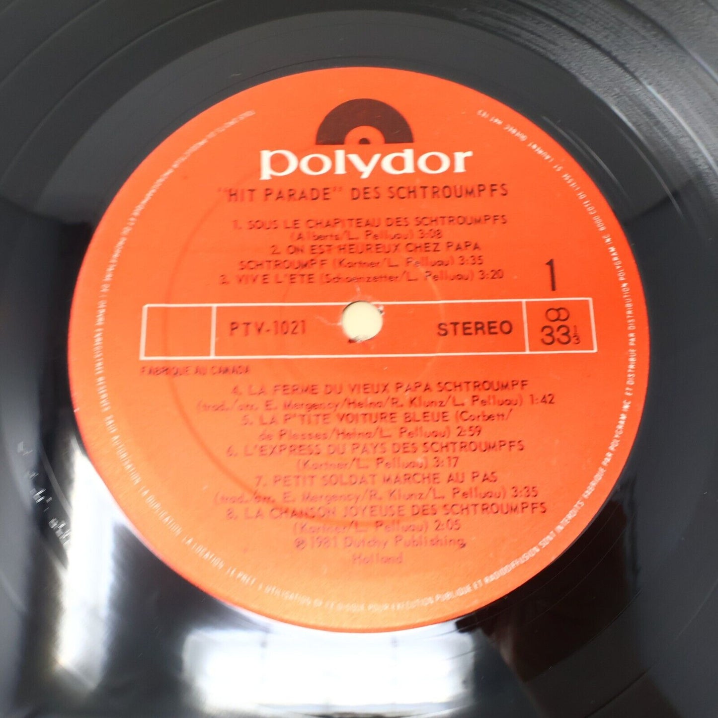 Hit Parade des Schtroumpfs Disque LP 1981 Enfant Français French Smurfs PTV-1021