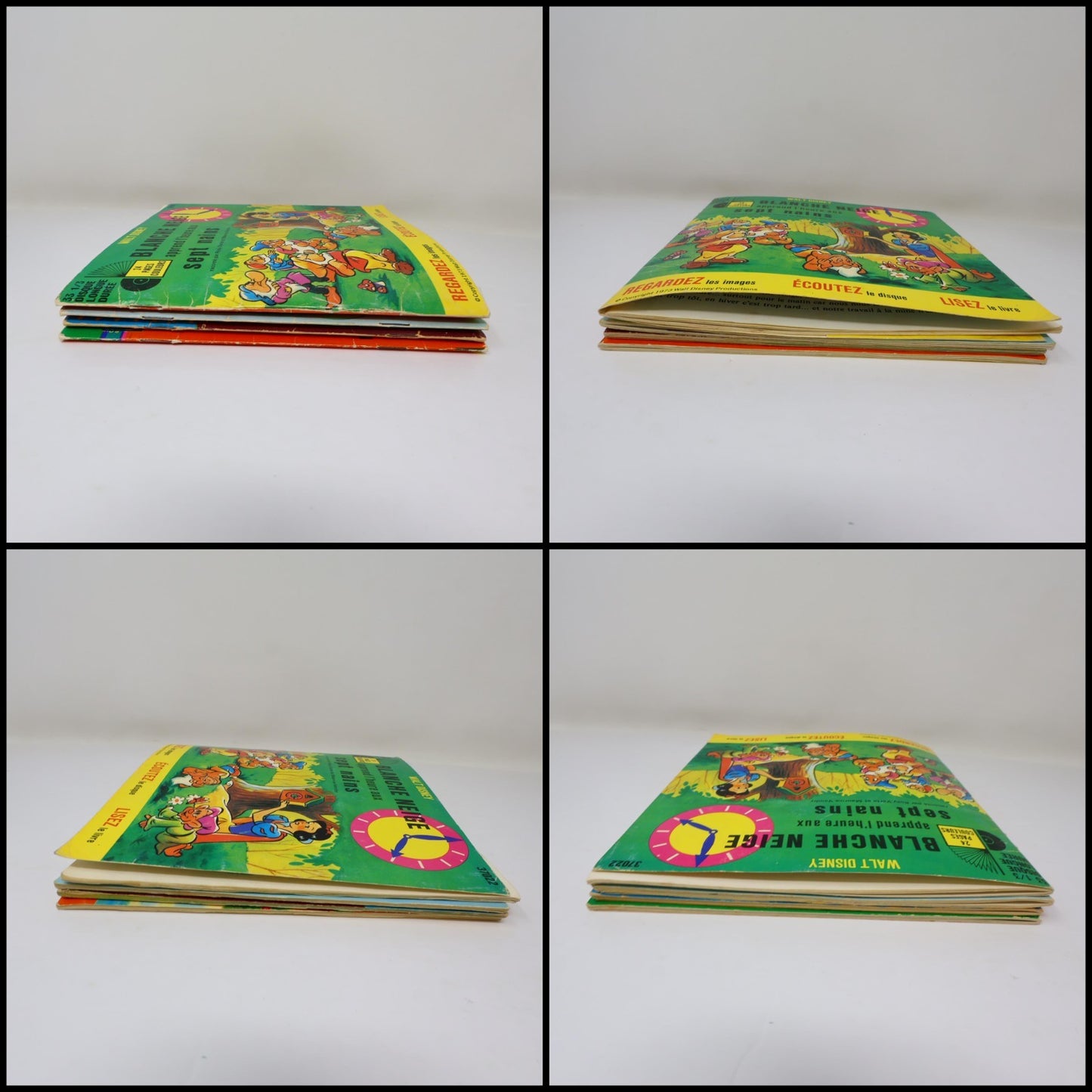 Disney Disneyland Lot 4 Livre Disque 7" Fantasia/Peter/Tuf-Tuf/Blanche Neige 70s