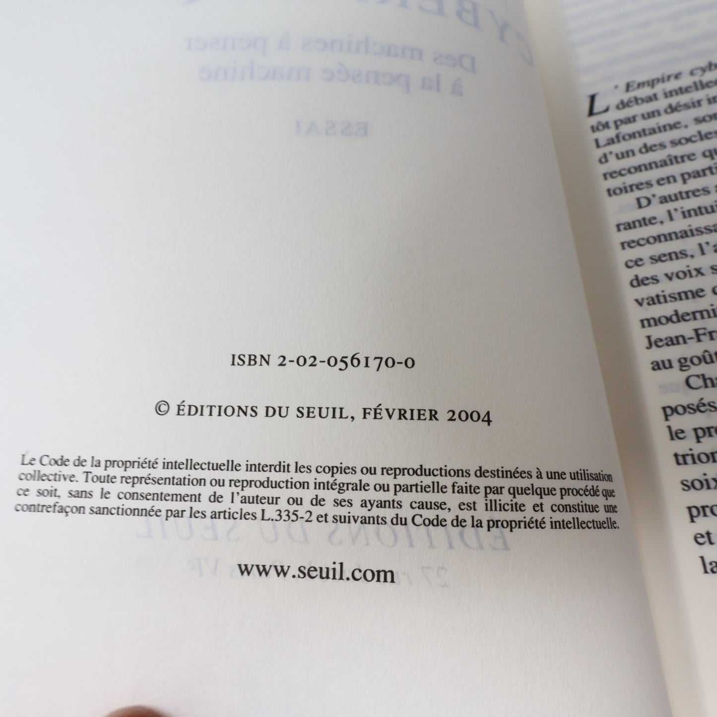 L'empire Cybernétique Céline Lafontaine 2004 Philosophie Pensée Machine Seuil