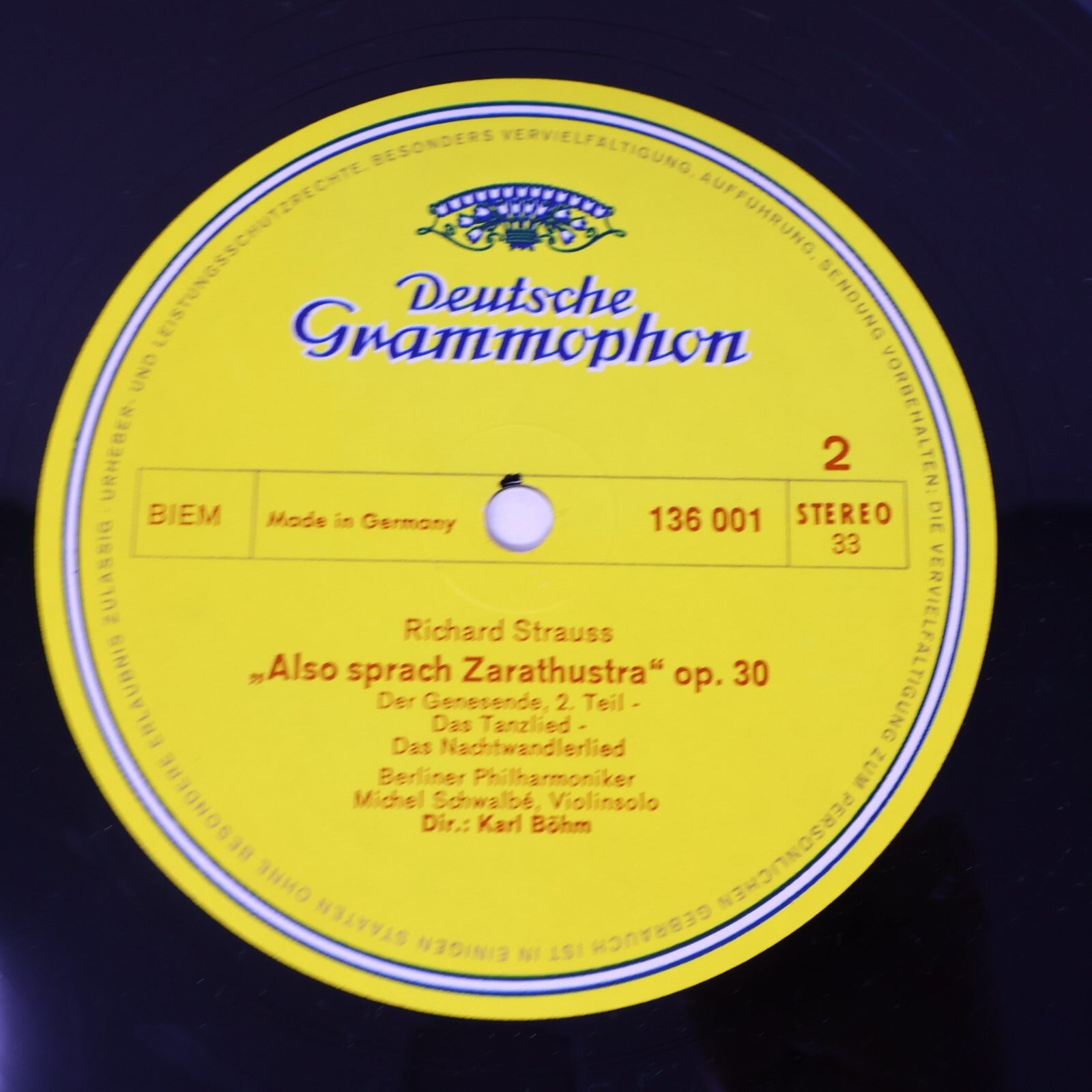 R. Strauss Karl Böhm Also Sprach Zarathustra Op. 30 Berliner LP Record 136 001