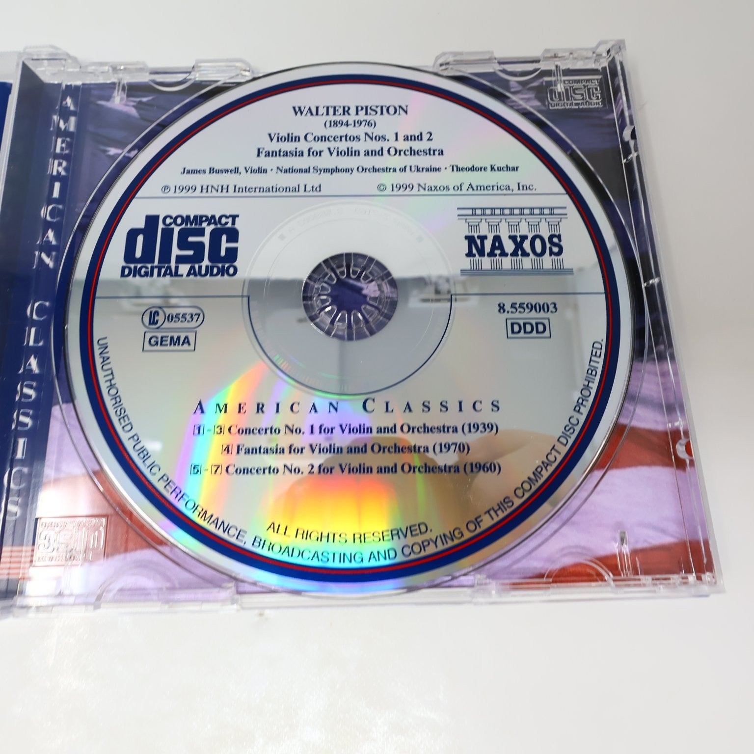 Walter Piston Violin Concertos Nos. 1 & 2 Fantasia 1999 CD Classical Naxos