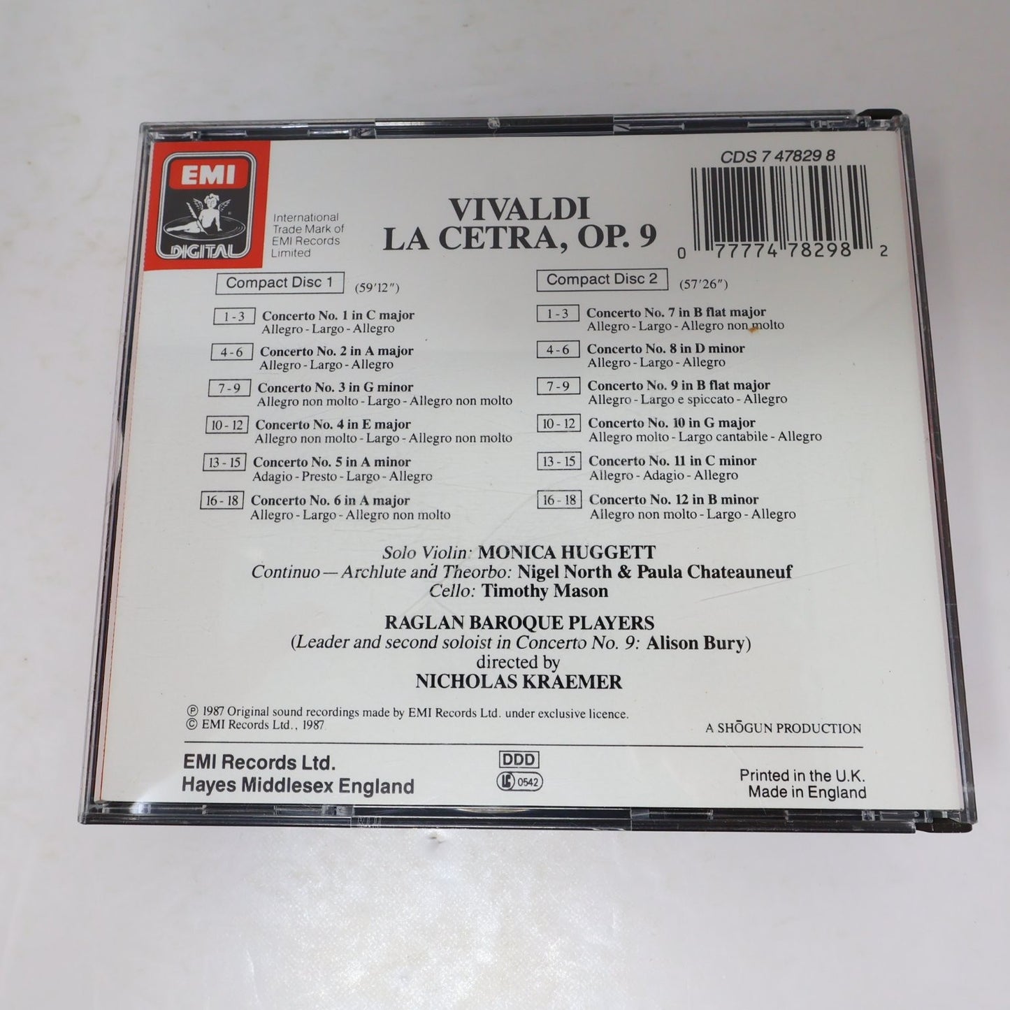 Antonio Vivaldi La Cetra Concertos Op. 9 CD 1987 2CD Baroque EMI Digital