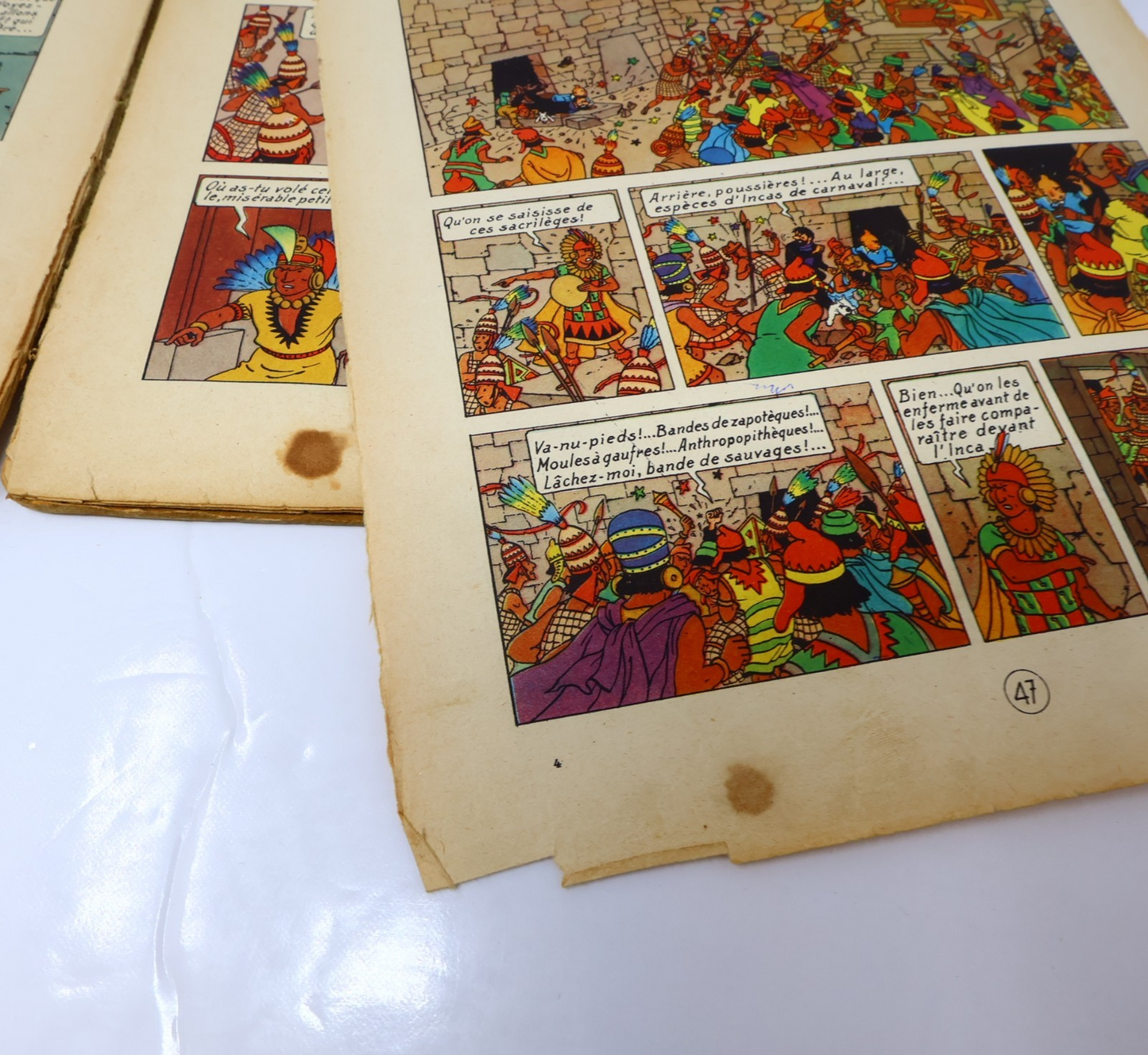Tintin Le Temple du Soleil Hergé Casterman B3 1949 EO 2 Symboles Incas BD