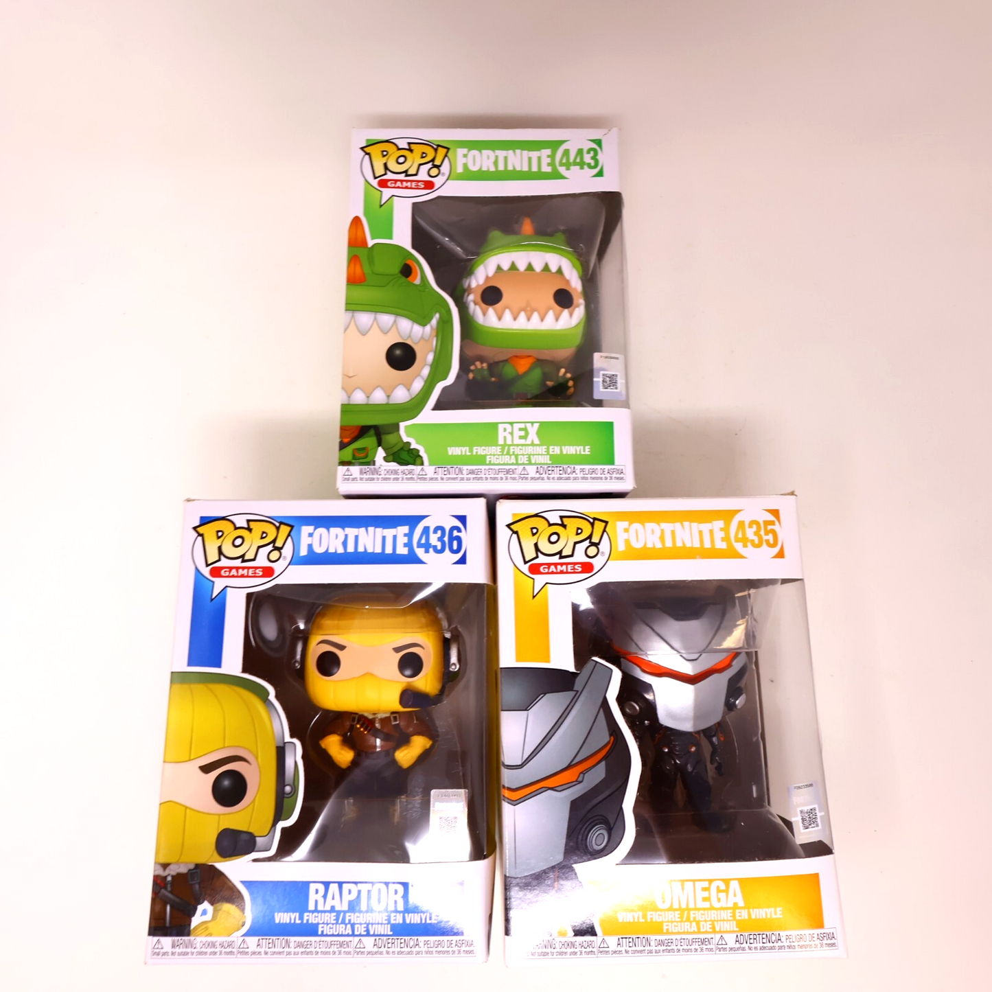 Fortnite 3 Funko Pop! Figure Lot Raptor/Rex/Omega 435 436 443 Damaged Boxes