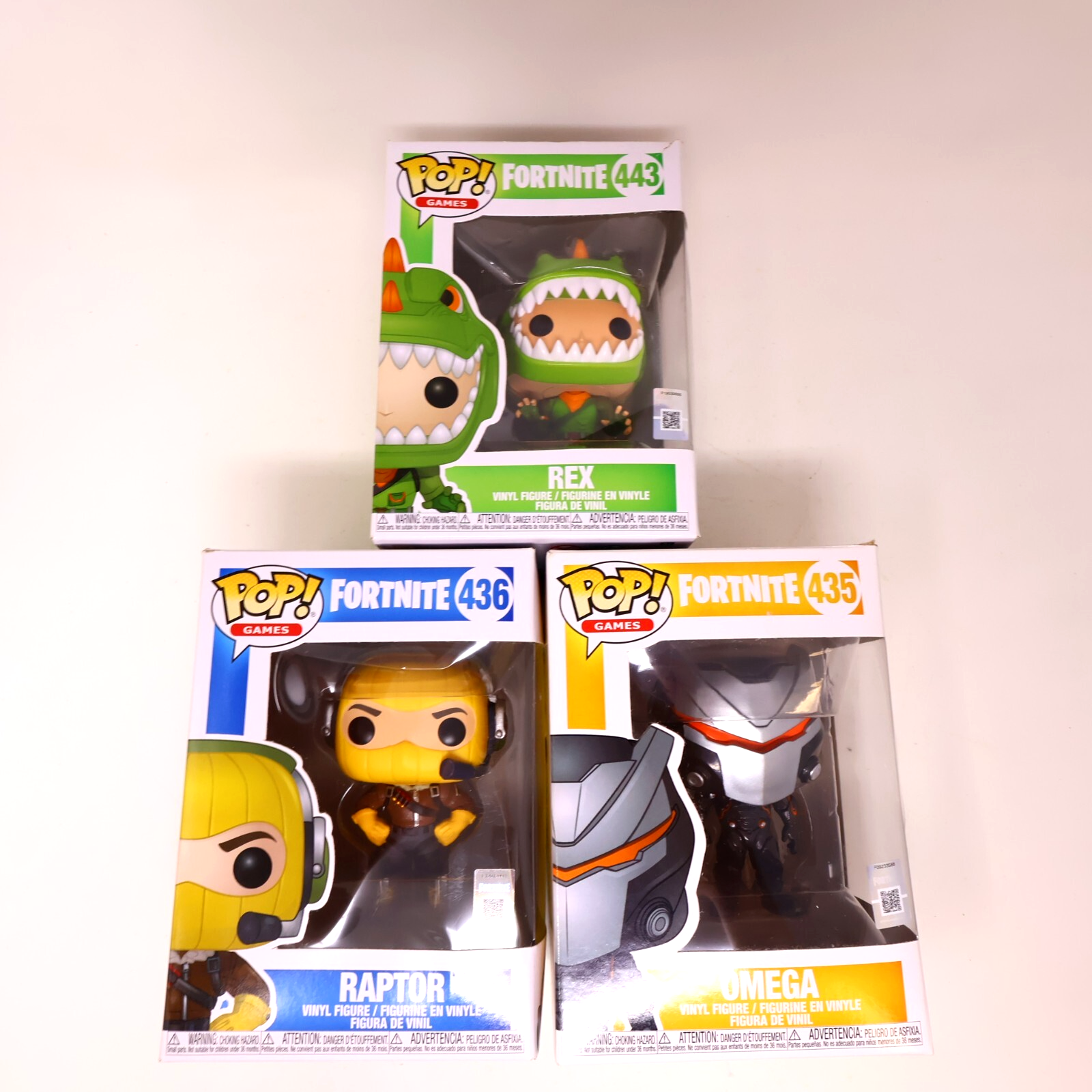 Fortnite 3 Funko Pop! Figure Lot Raptor/Rex/Omega 435 436 443 Damaged Boxes