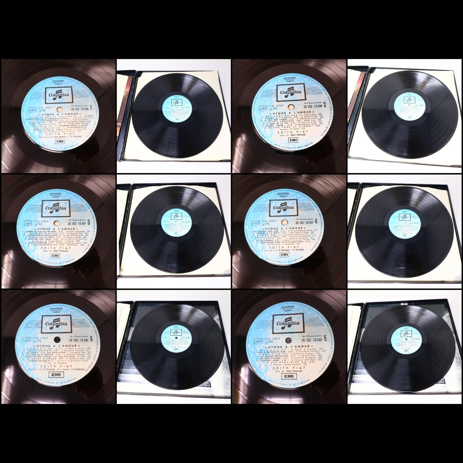 Édith Piaf Lot 4 Disques Record Hymne À L'amour/Definitive Piaf/Tête-à-Tête