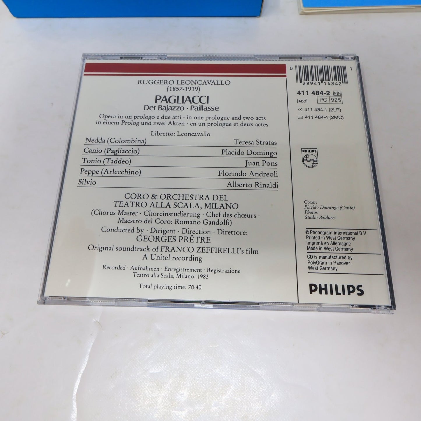 Leoncavallo Pagliacci CD 1983 Georges Prêtre Philips Classics Domingo/Stratas