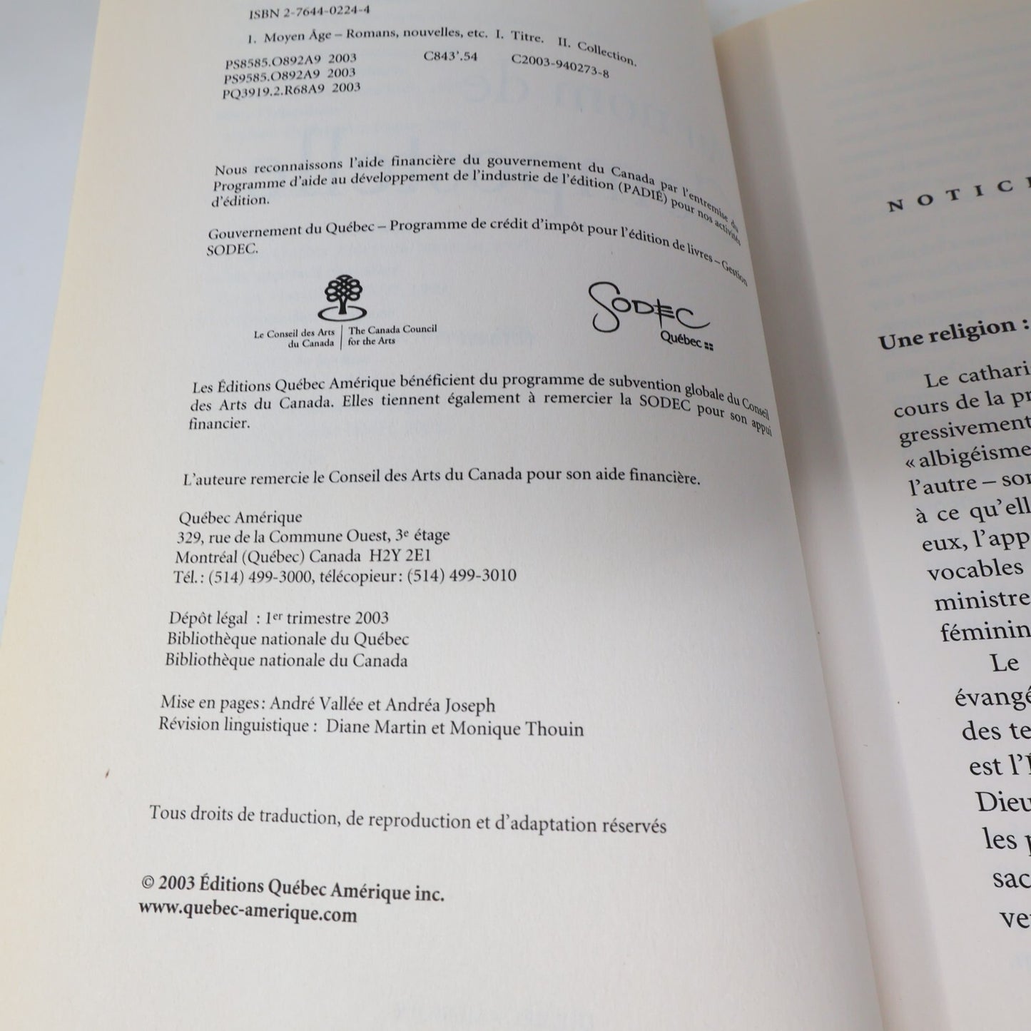 2003 Au Nom de Compostelle Maryse Rouy Québec Amérique Fiction Historique Livre
