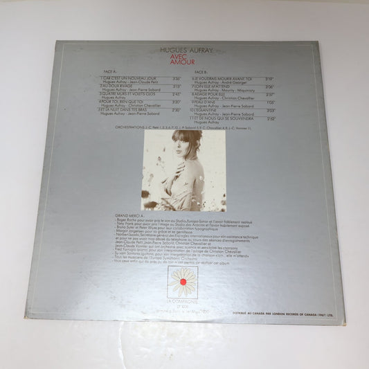 Hugues Aufray Avec Amour LP Record 1970 La Compagnie French Folk 33RPM LP 1006