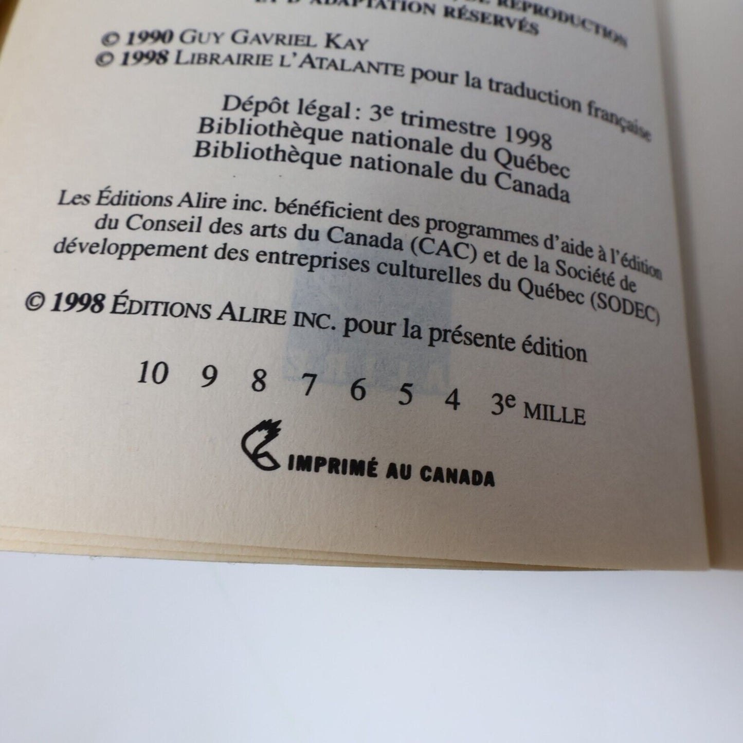 Lot 2 Livres Tigane #1-2 Guy Gavriel Kay Série Complète Fantasy 1998 Français PB
