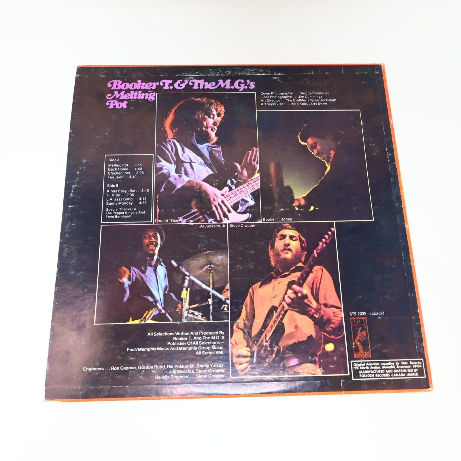 Booker T. & the M.G.'s Melting Pot Stax STS-2035 LP Vinyl Record Fuquawi Hi Ride