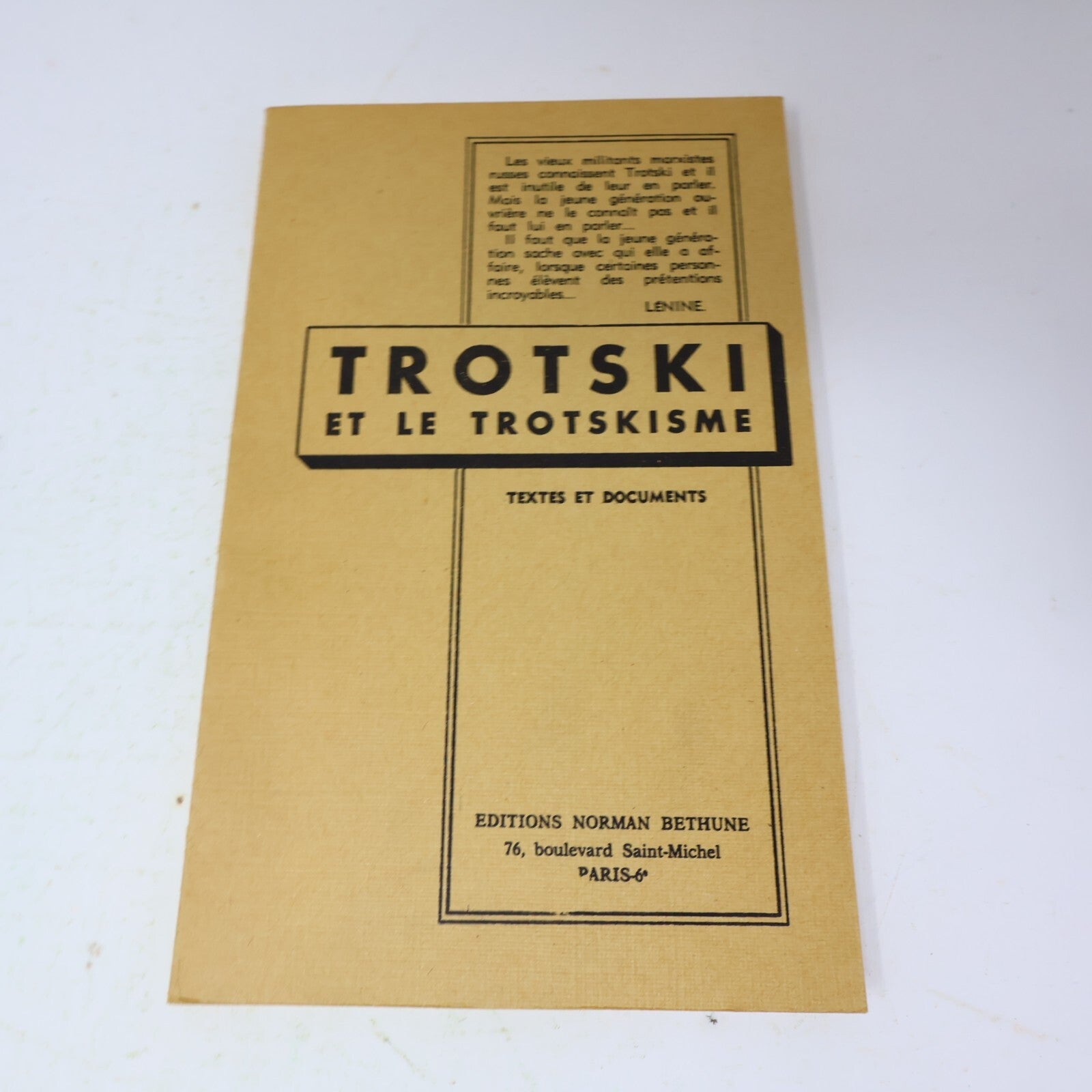1971 Troski et le Troskisme Léon Trotski Éditions Norman Bethune Philosophie 70s