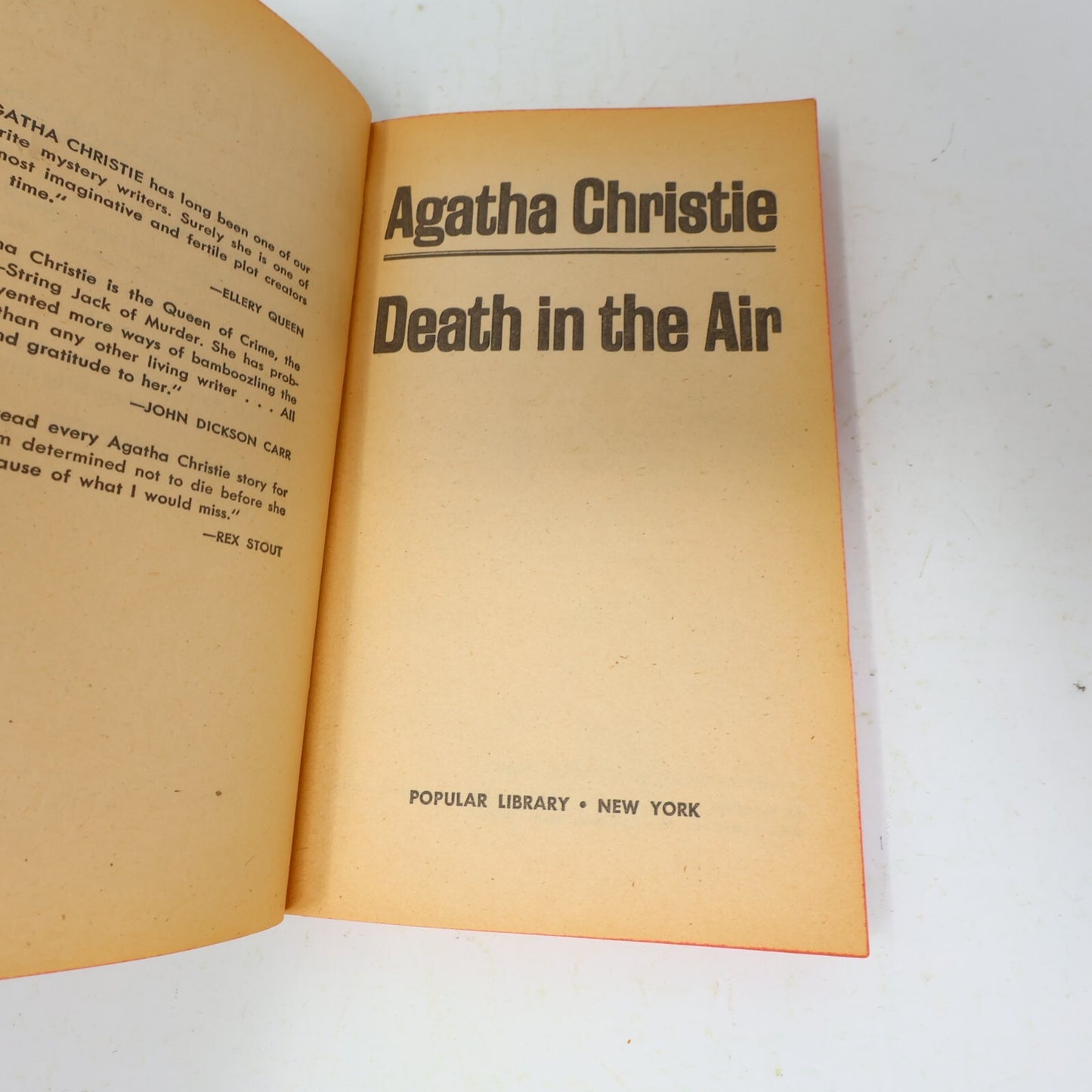 Hercule Poirot Death in the Air Agatha Christie Popular Library Eagle Books 1963