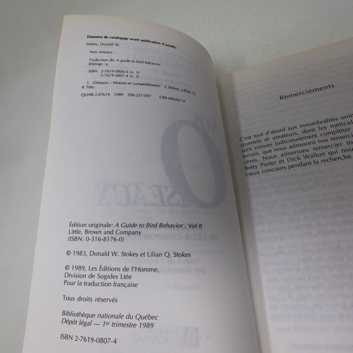 Nos Oiseaux Donald & Lillian Stokes Les Guides Stokes de la Nature #II (2) 1990