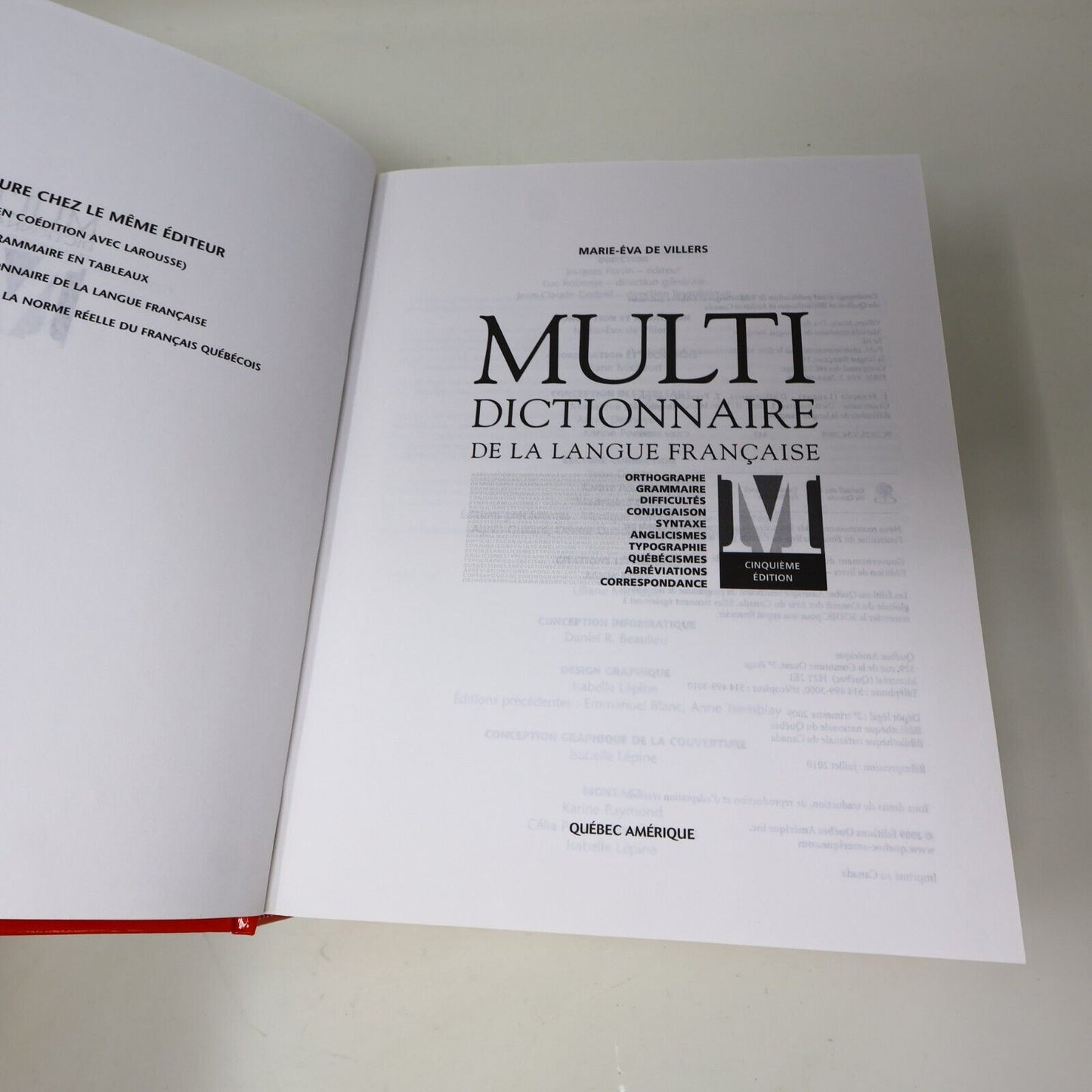 2009 Multi Dictionnaire de la Langue Française 5E Édition Marie-Éva de Villers