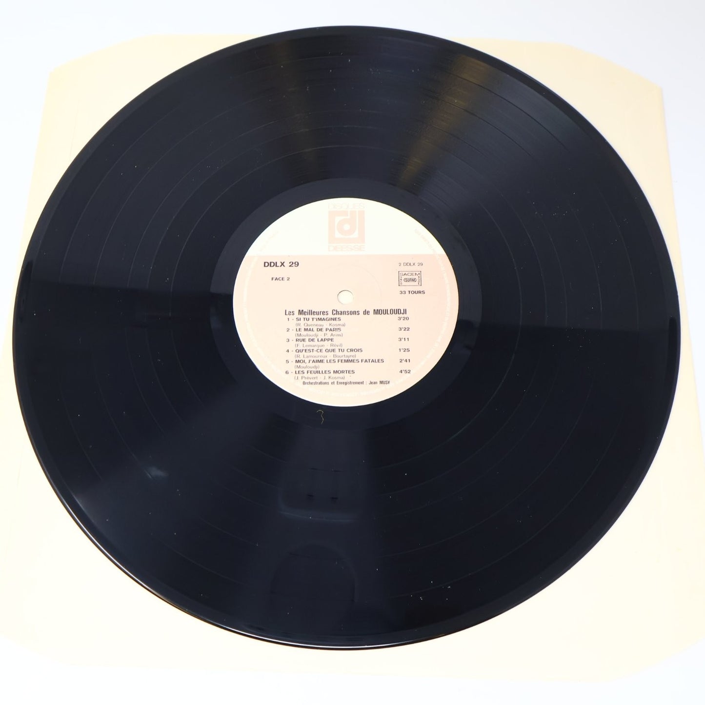 Mouloudji Les Meilleures Chansons 12" Record 1972 DDLX 29 Chanson 33RPM DDLX 29